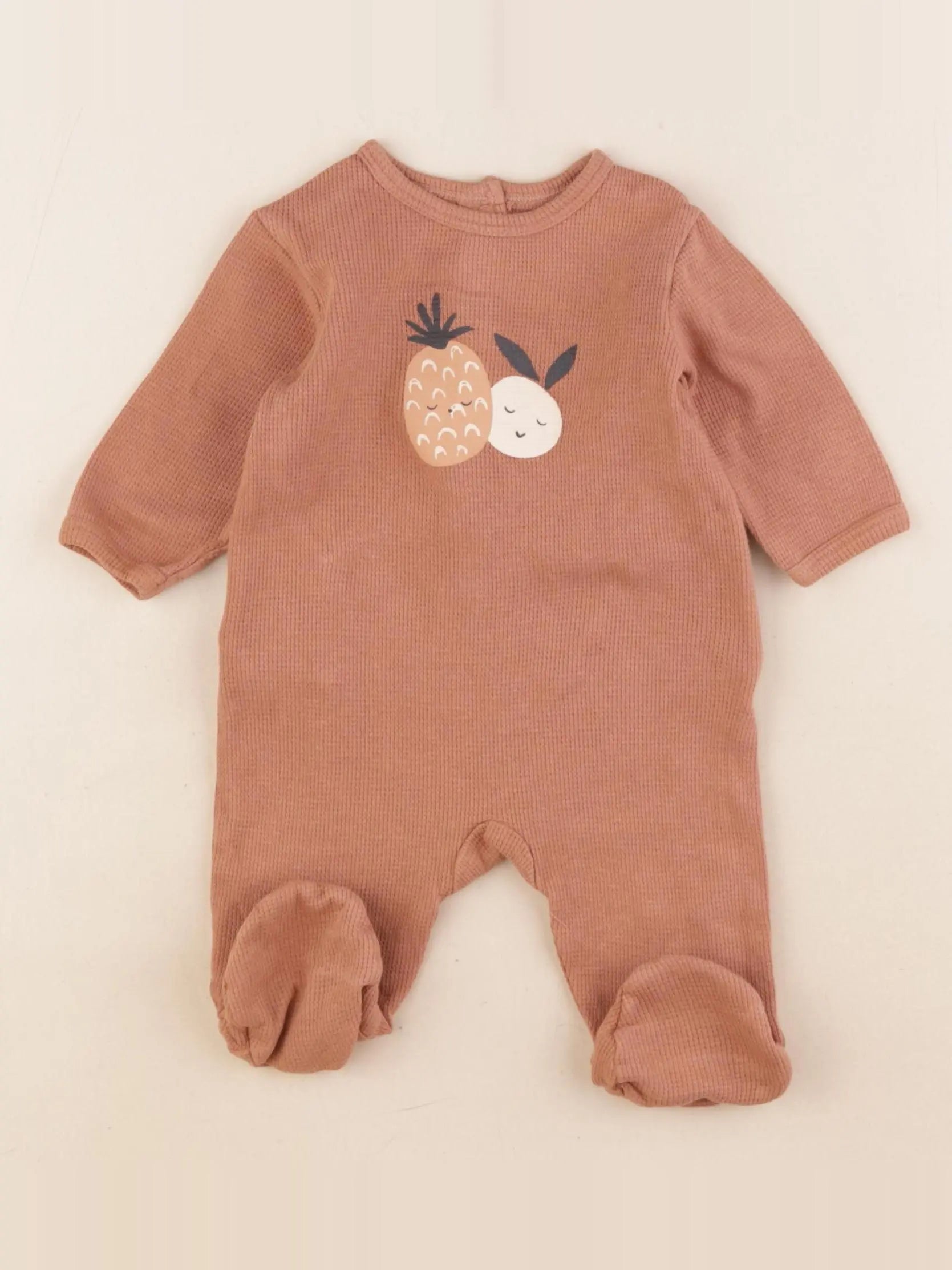 Vertbaudet - pyjama coton marron - 3 mois