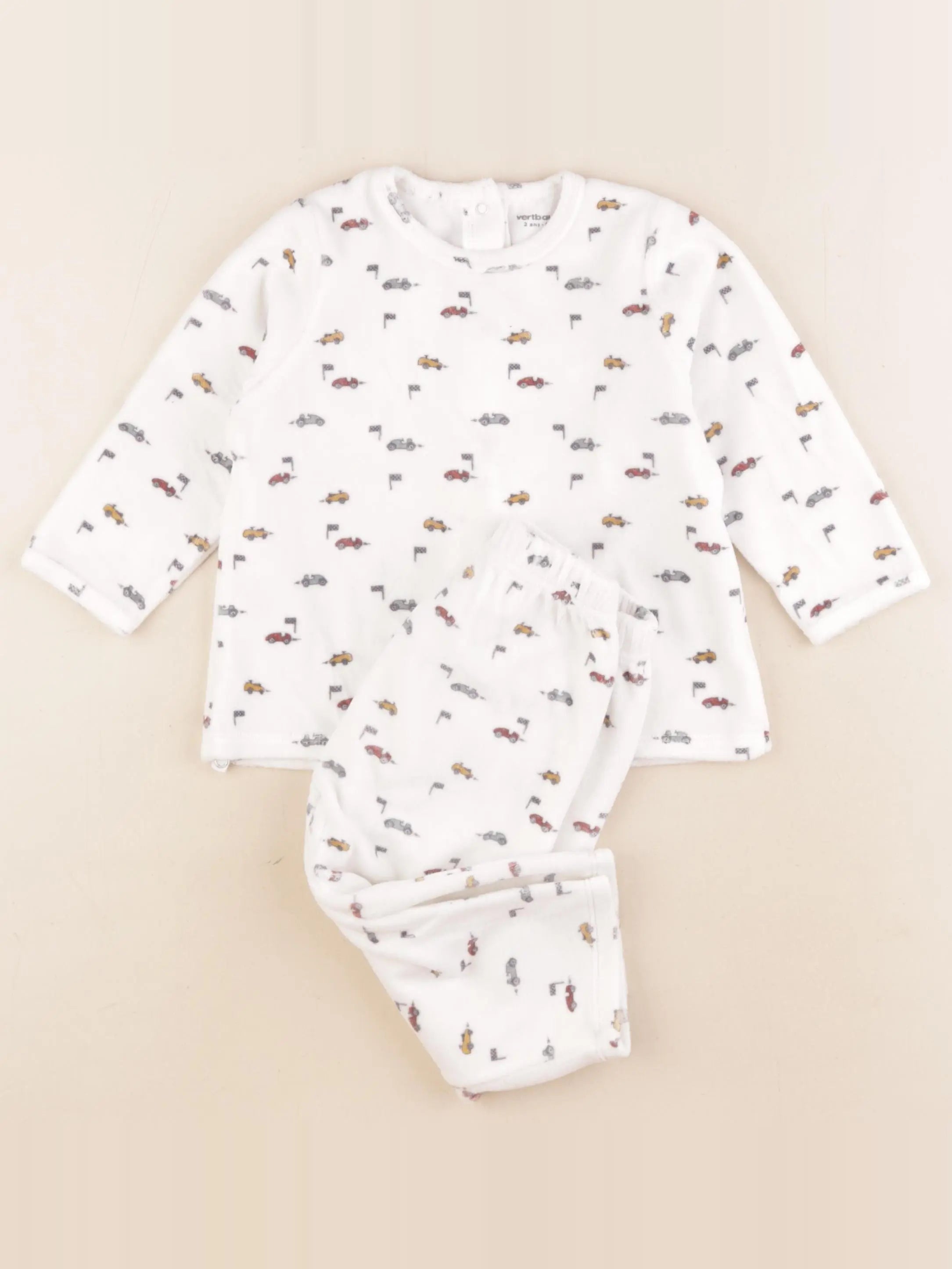 Vertbaudet - pyjama velours blanc - 2 ans