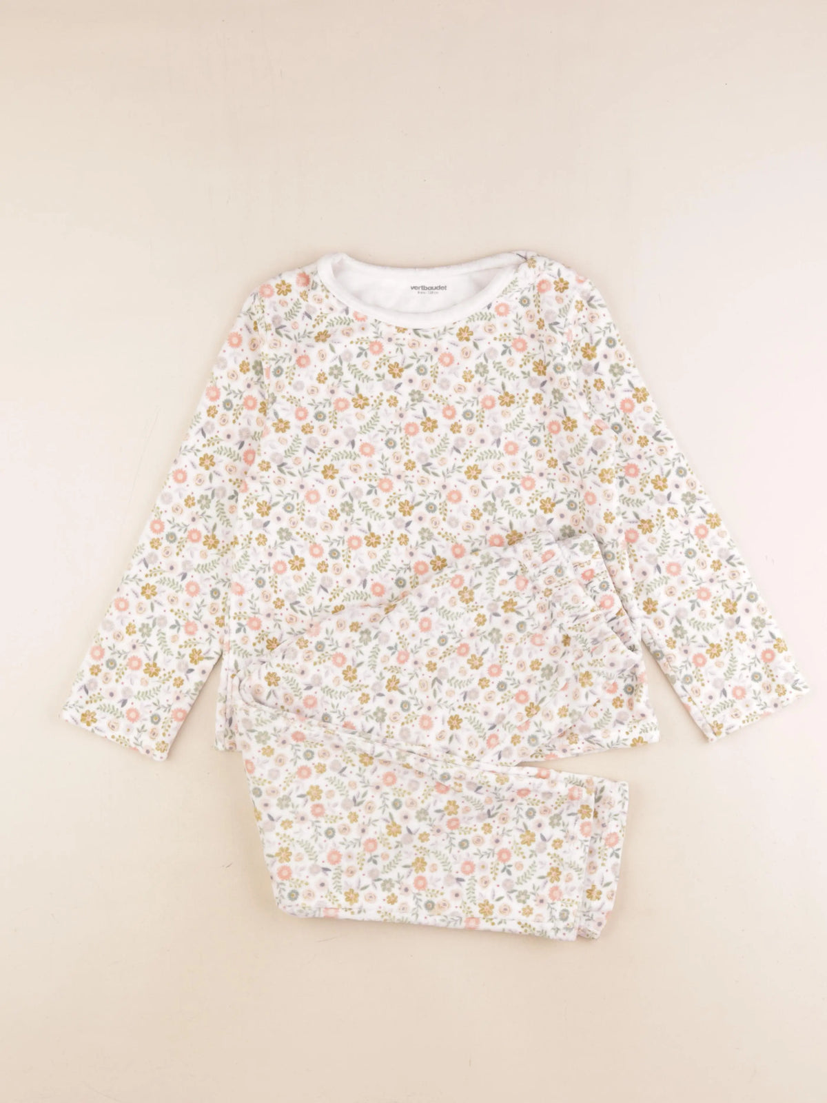 Vertbaudet - pyjama velours blanc - 8 ans