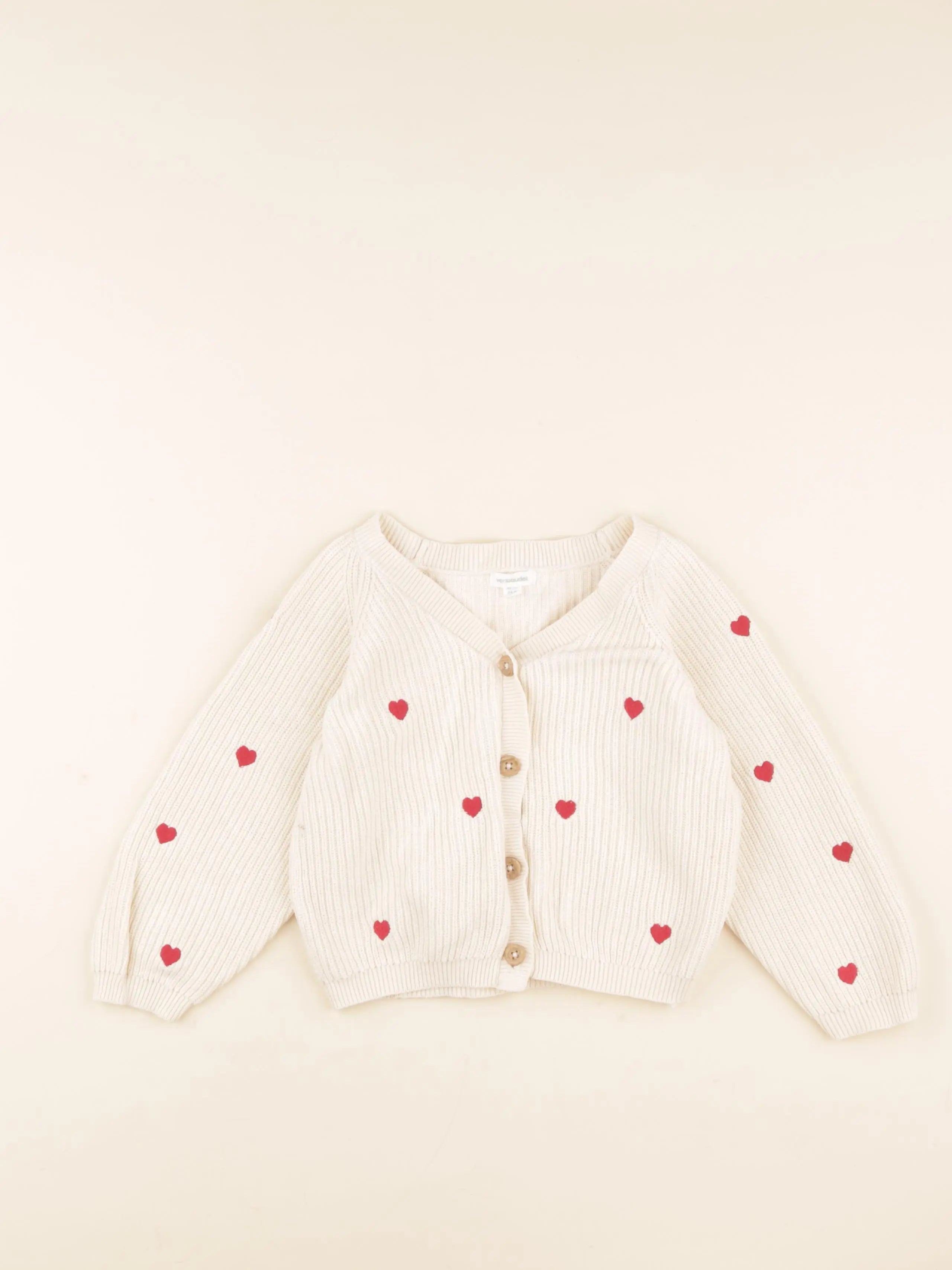 Vertbaudet - gilet blanc, rouge - 24 mois
