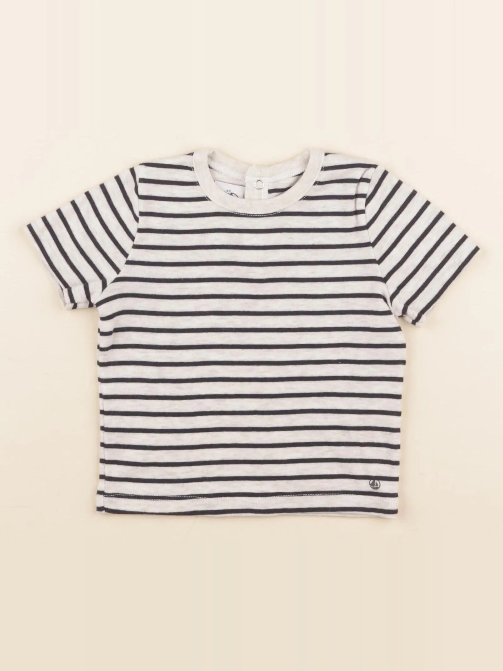 Petit Bateau - tee-shirt blanc, bleu - 12 mois