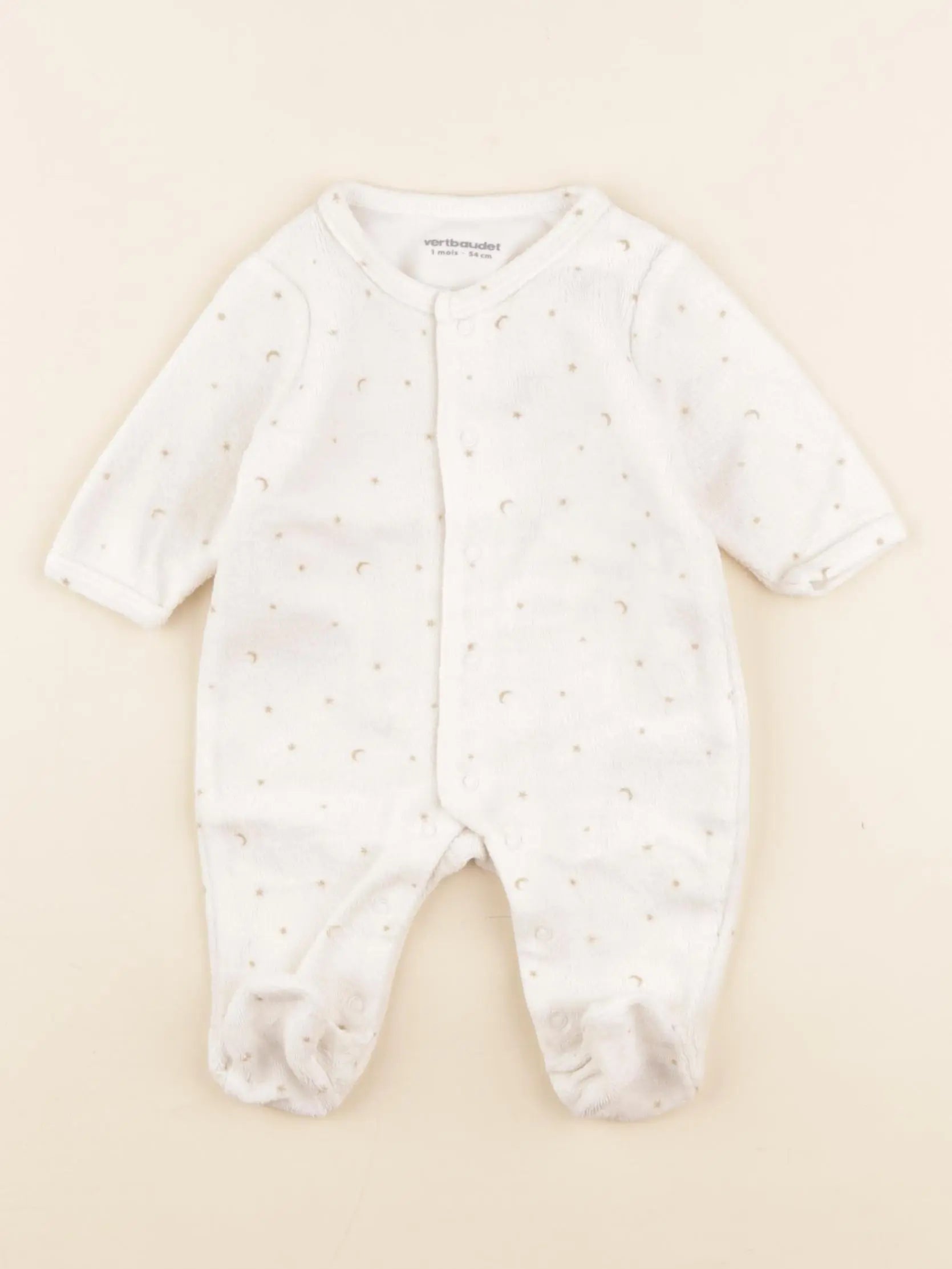 Vertbaudet - pyjama velours blanc - 1 mois