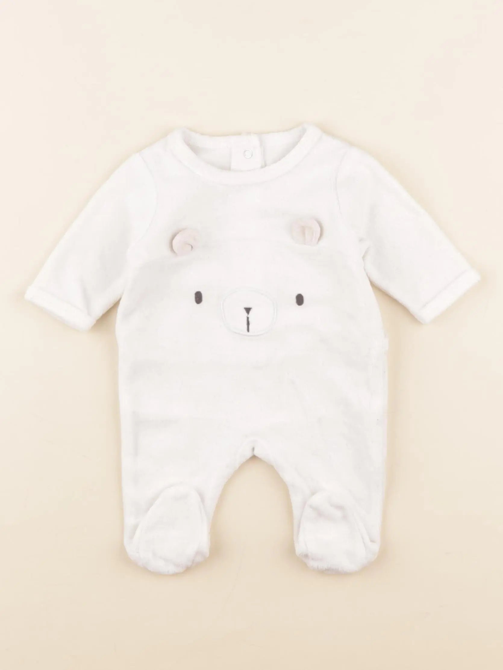 Vertbaudet - pyjama velours blanc - 0 mois