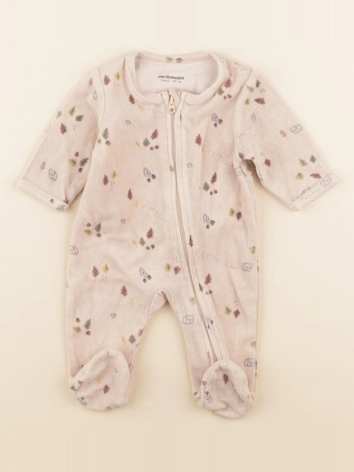 Vertbaudet - pyjama velours marron - 1 mois