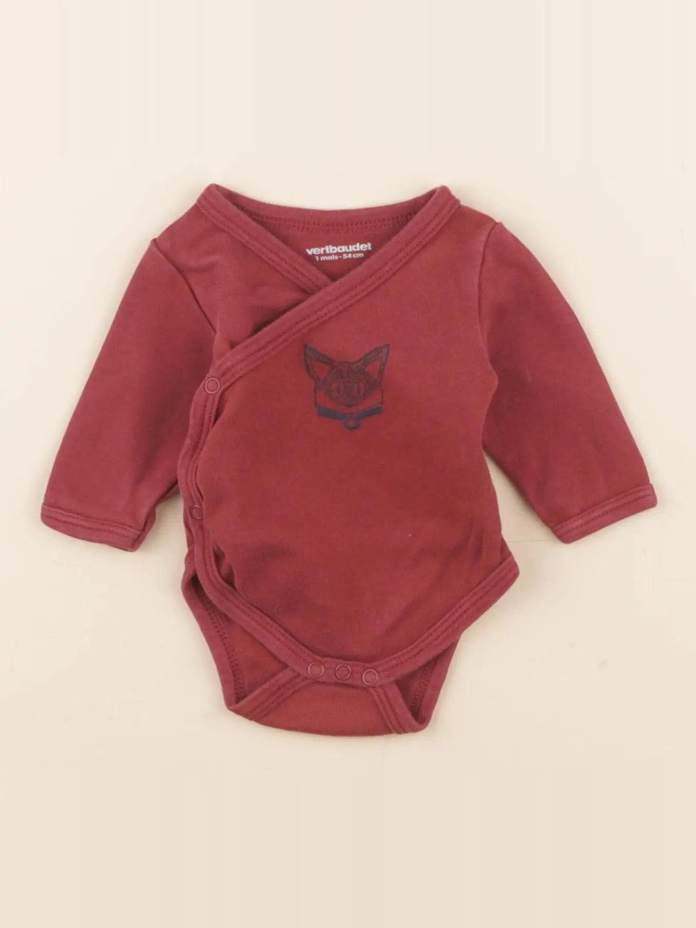 Vertbaudet - body rouge - 1 mois