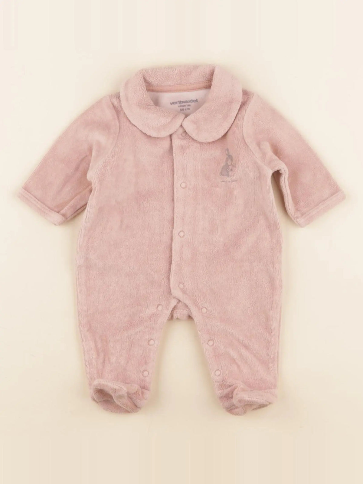 Vertbaudet - pyjama velours rose - 0 mois