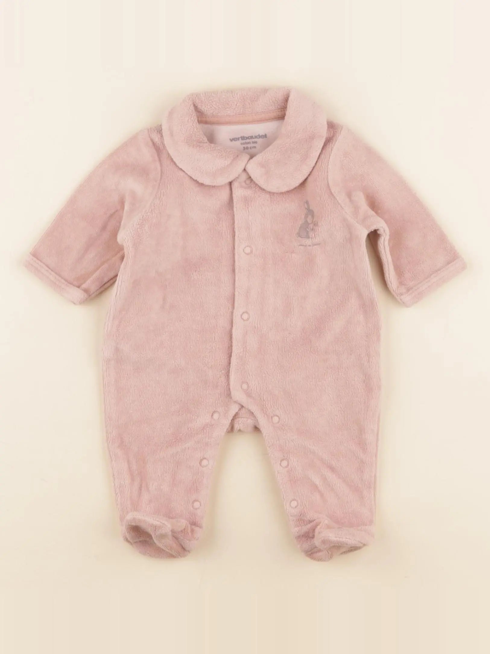Vertbaudet - pyjama velours rose - 0 mois