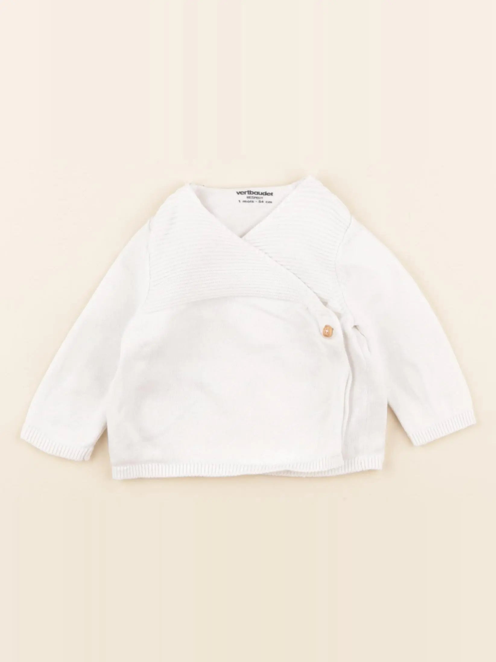 Vertbaudet - gilet blanc - 1 mois