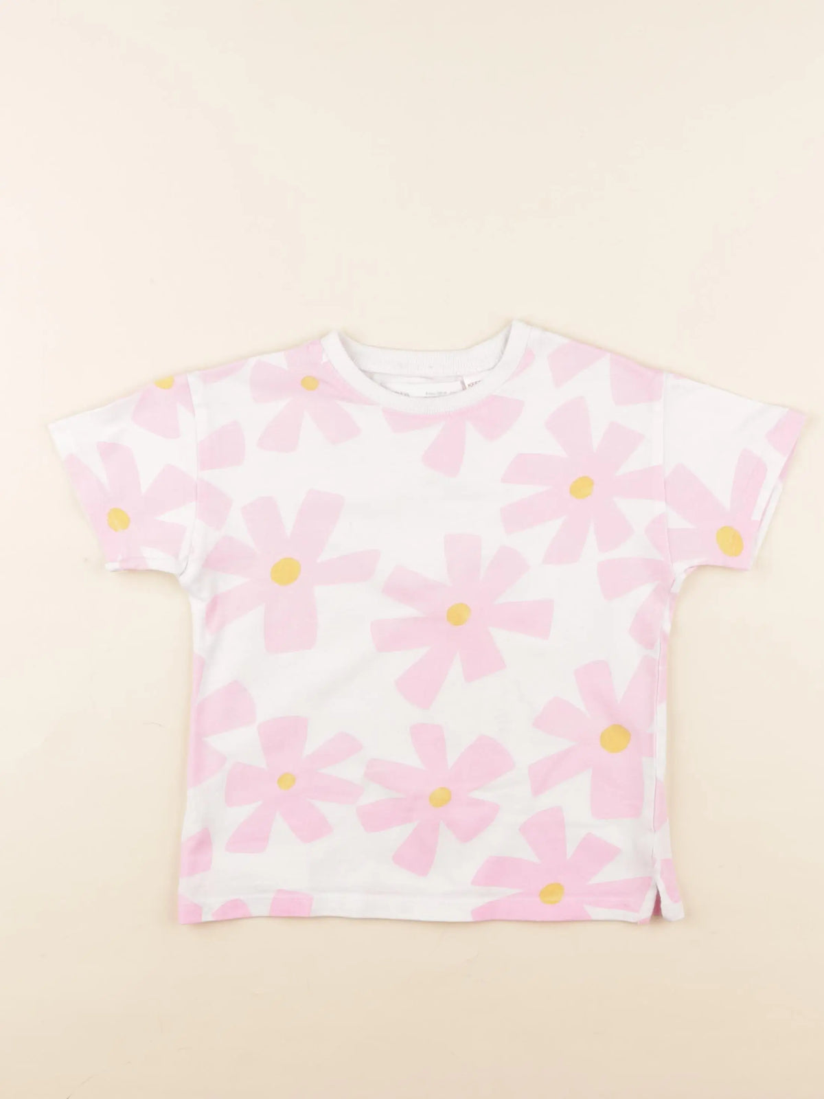 Zara - tee-shirt blanc, rose - 4 ans