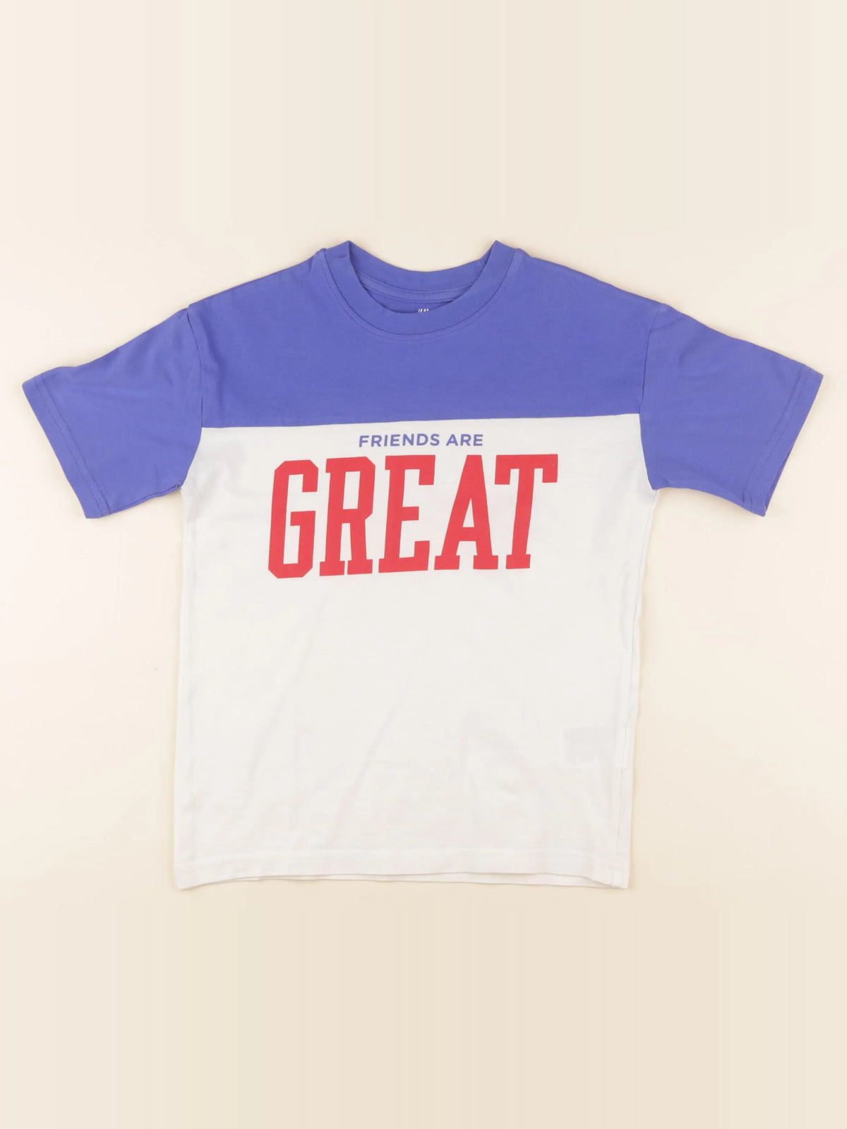 H&M - tee-shirt blanc, bleu - 6/8 ans