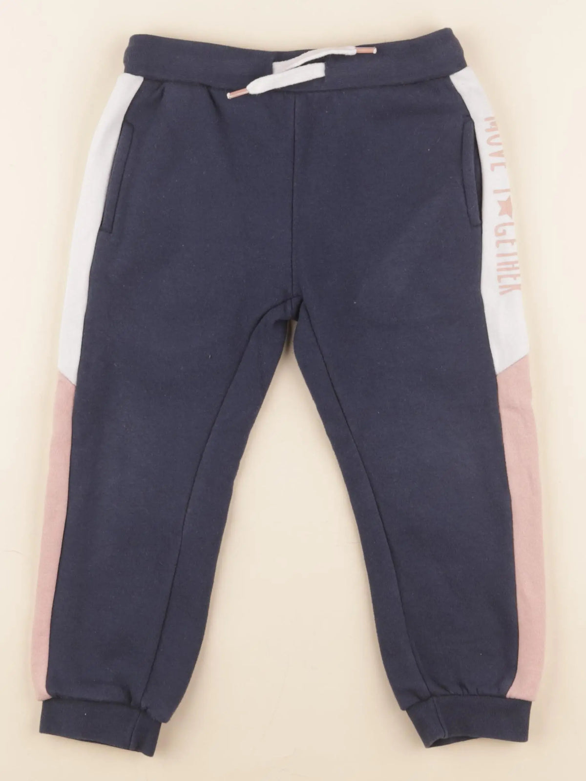 Vertbaudet - jogging doublé bleu, rose - 4 ans