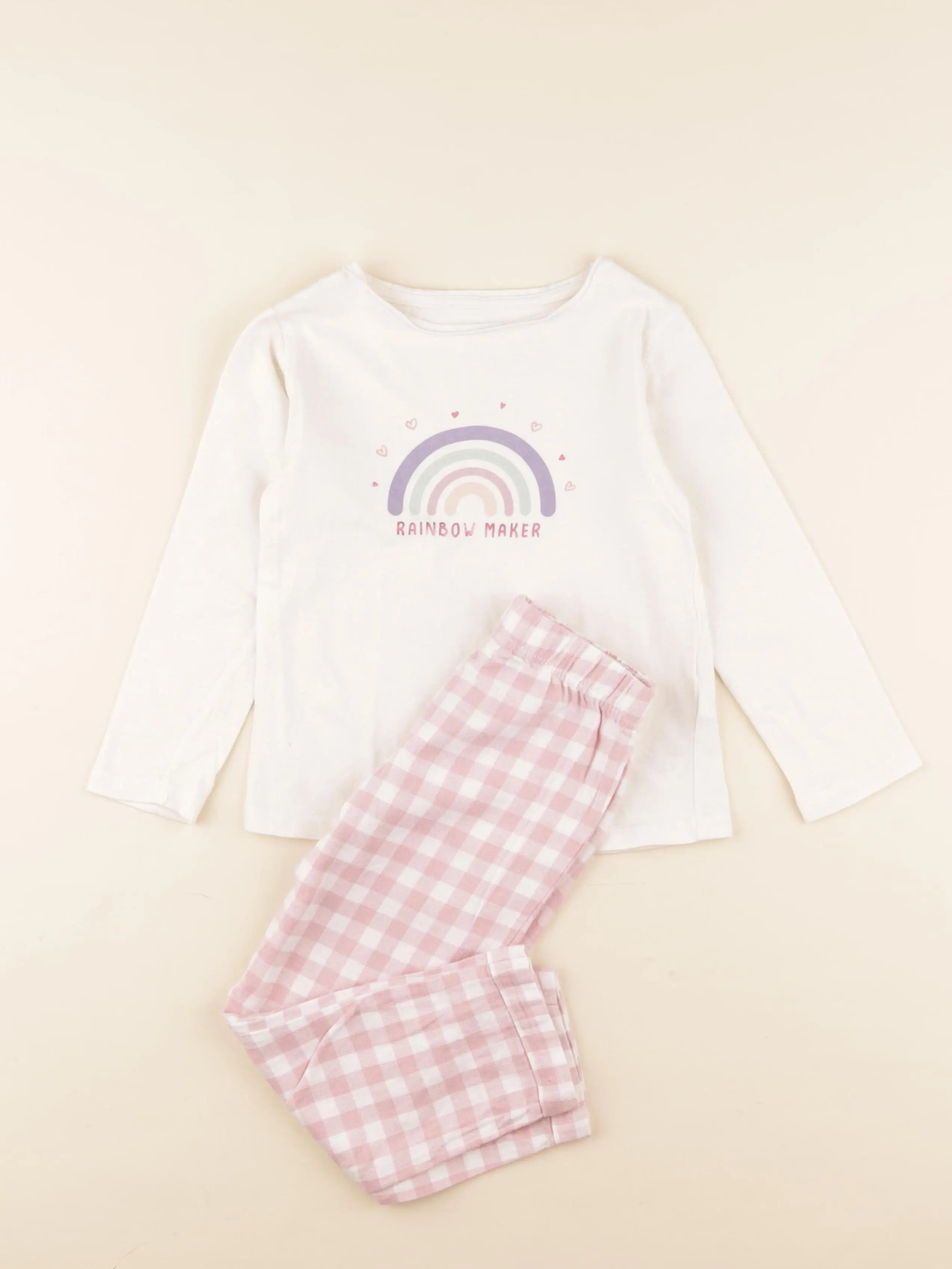 Vertbaudet - pyjama coton blanc, rose - 4 ans