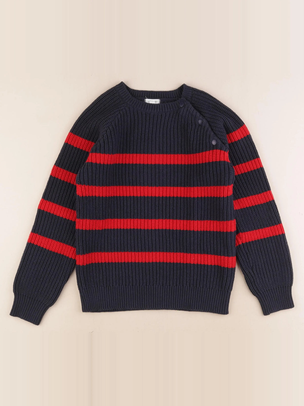 Vertbaudet - pull bleu, rouge - 10 ans