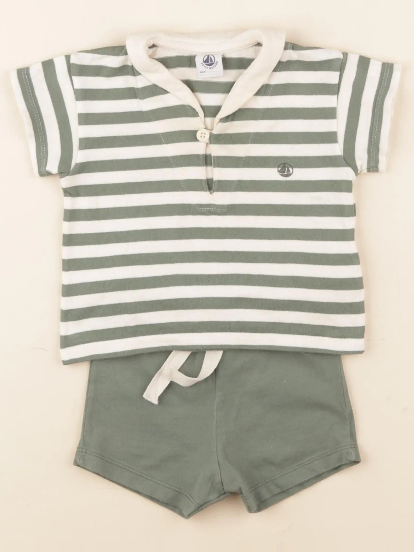 Petit Bateau - ensemble vert - 6 mois