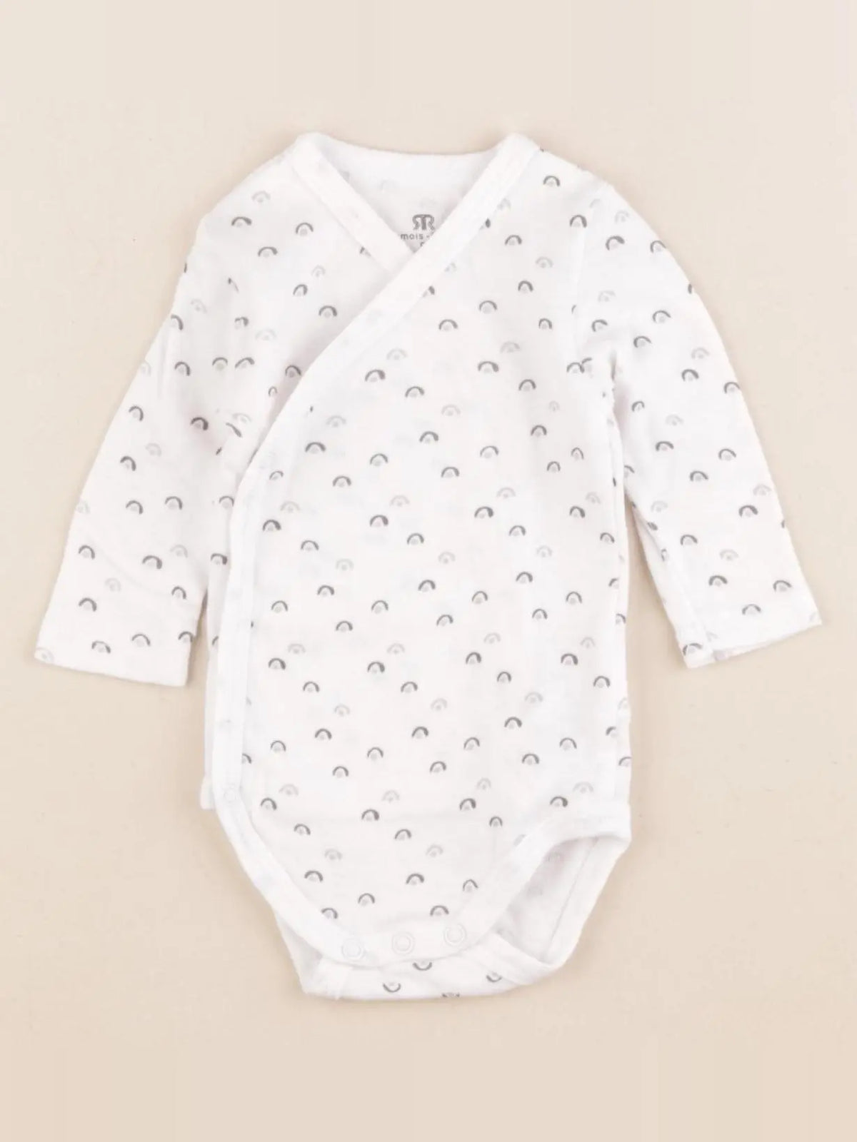 La Redoute - body blanc, gris - 1 mois