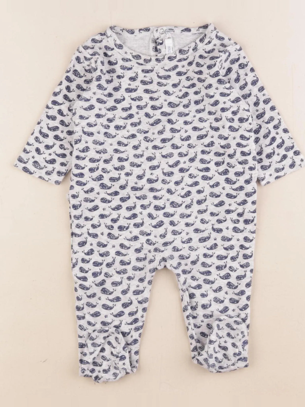 Boutchou - pyjama coton bleu, gris - 3 mois