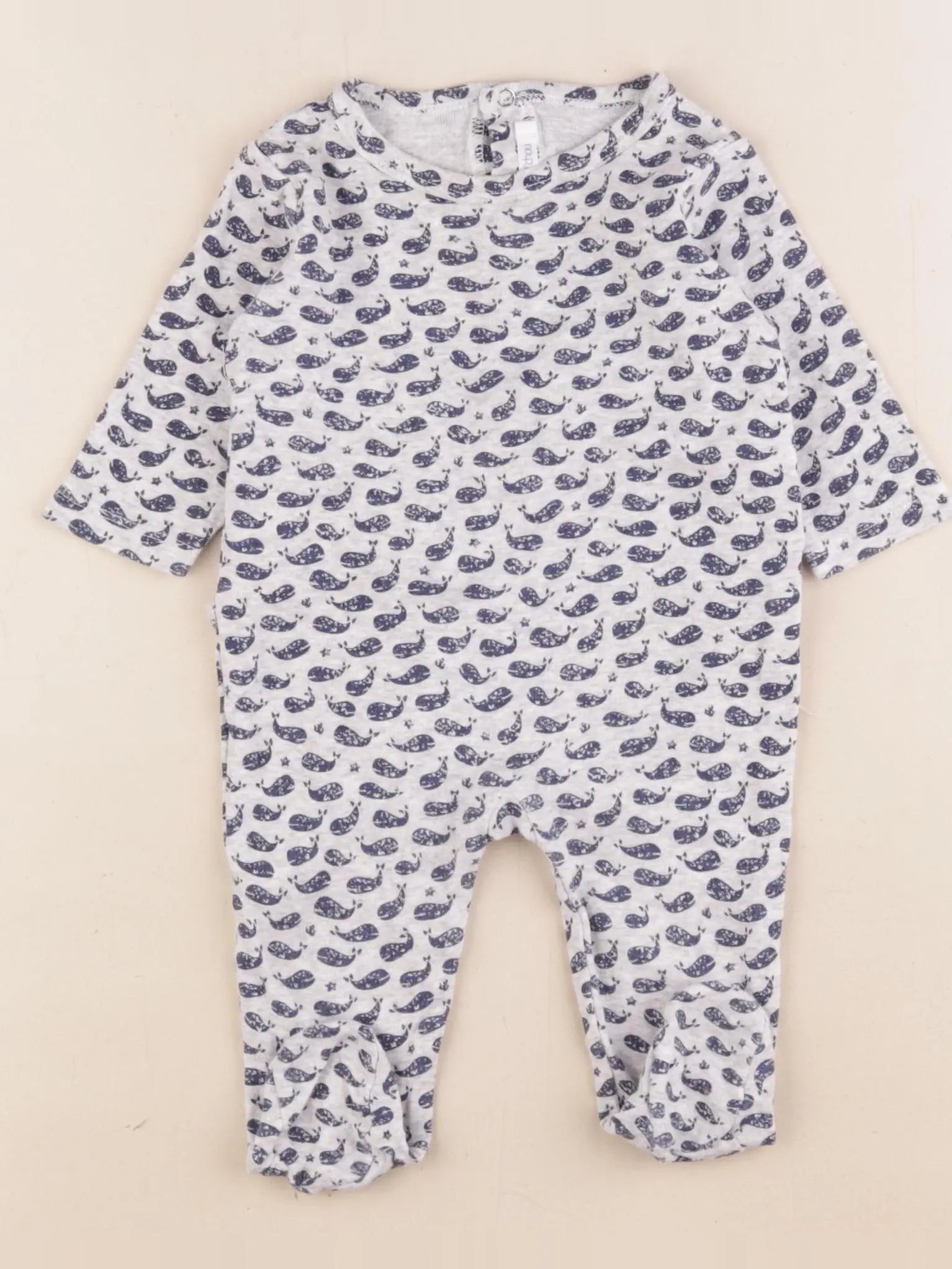Boutchou - pyjama coton bleu, gris - 3 mois