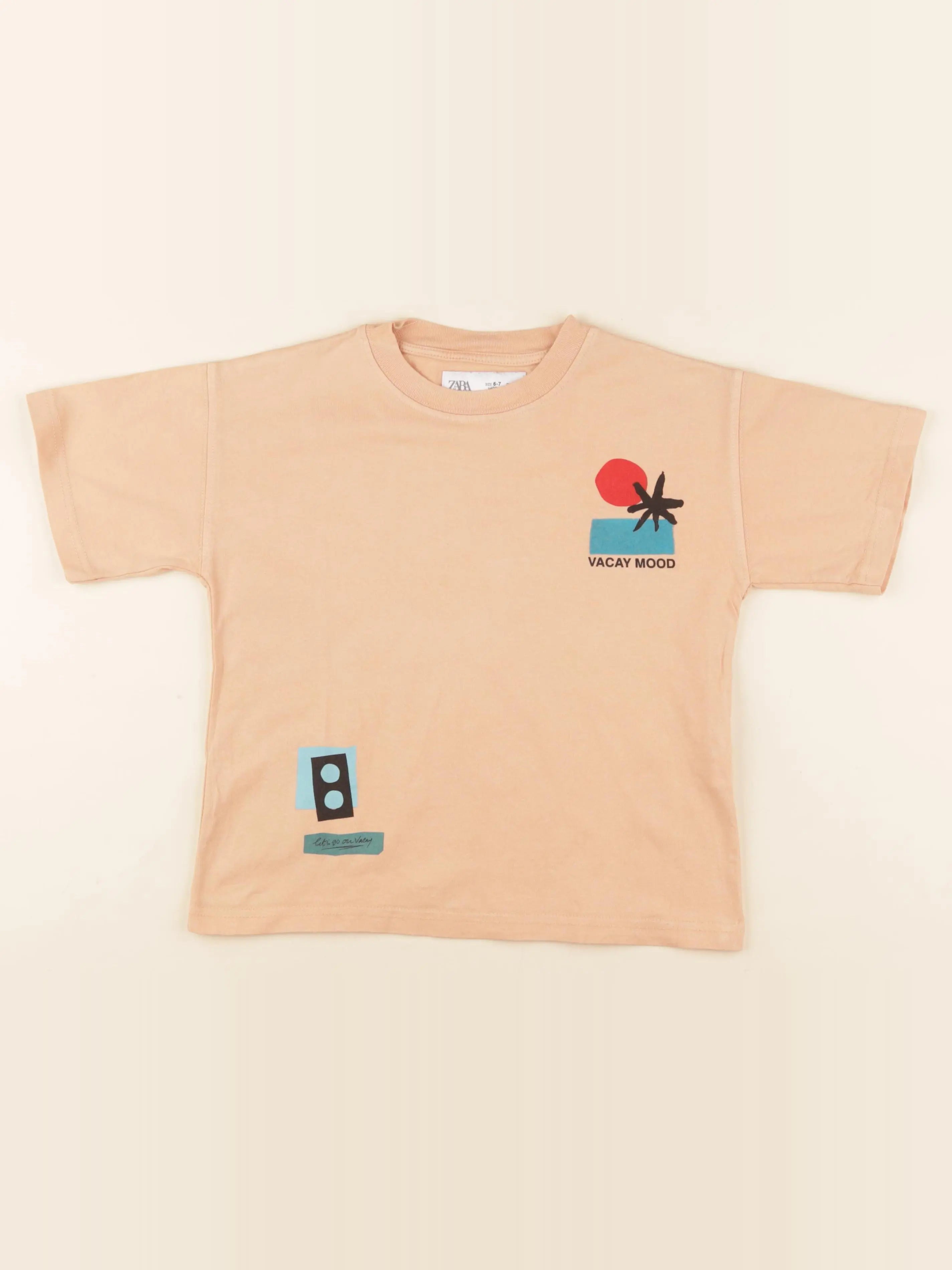 Zara - tee-shirt imprimé au dos orange - 6/7 ans