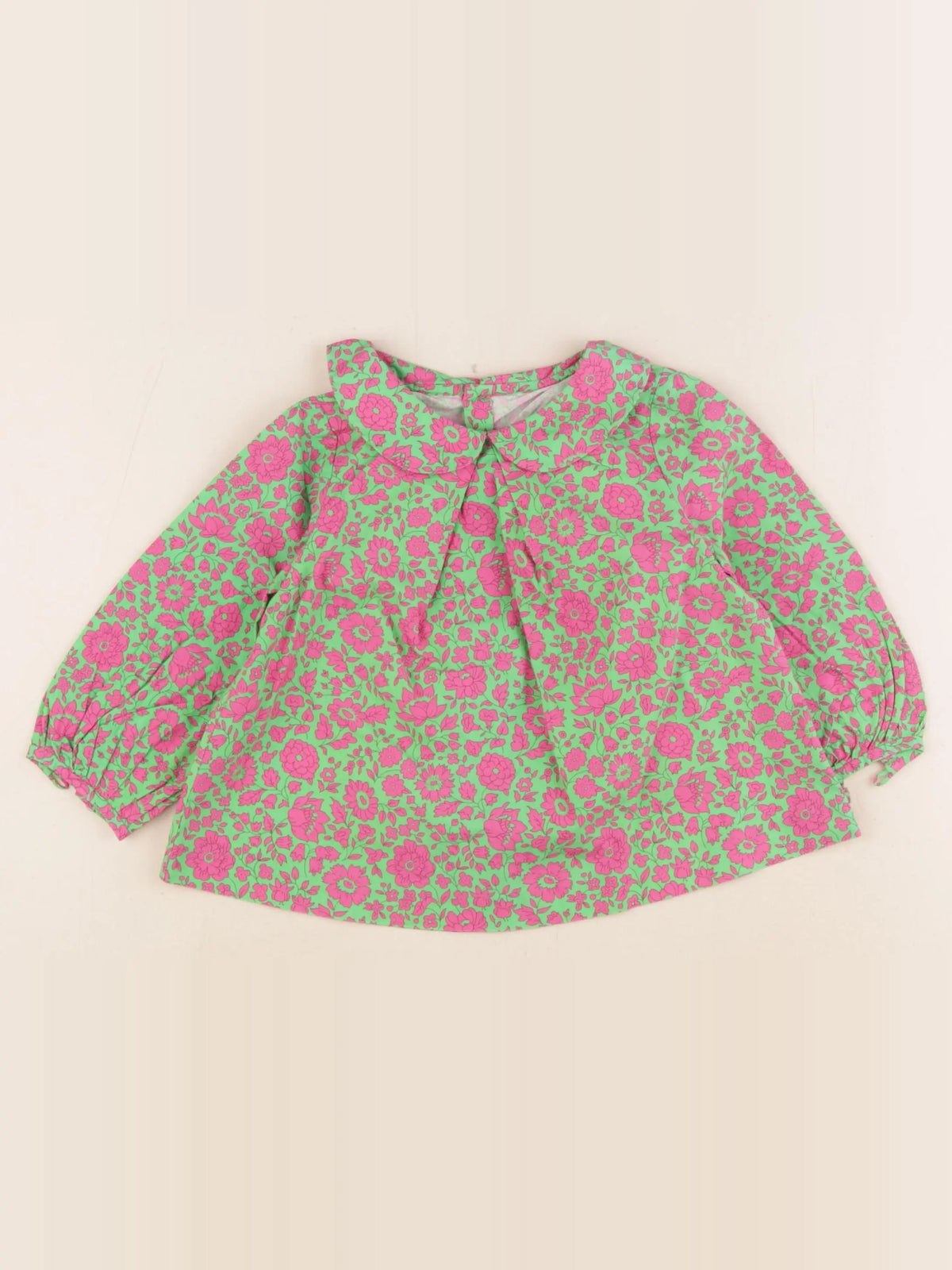 Jacadi - blouse liberty rose, vert - 24 mois