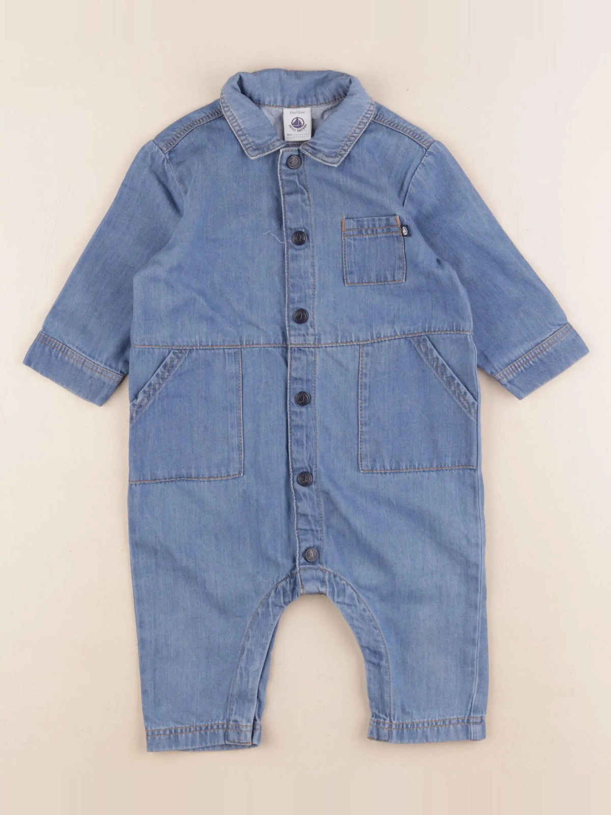 Petit Bateau - combinaison bleu - 12 mois
