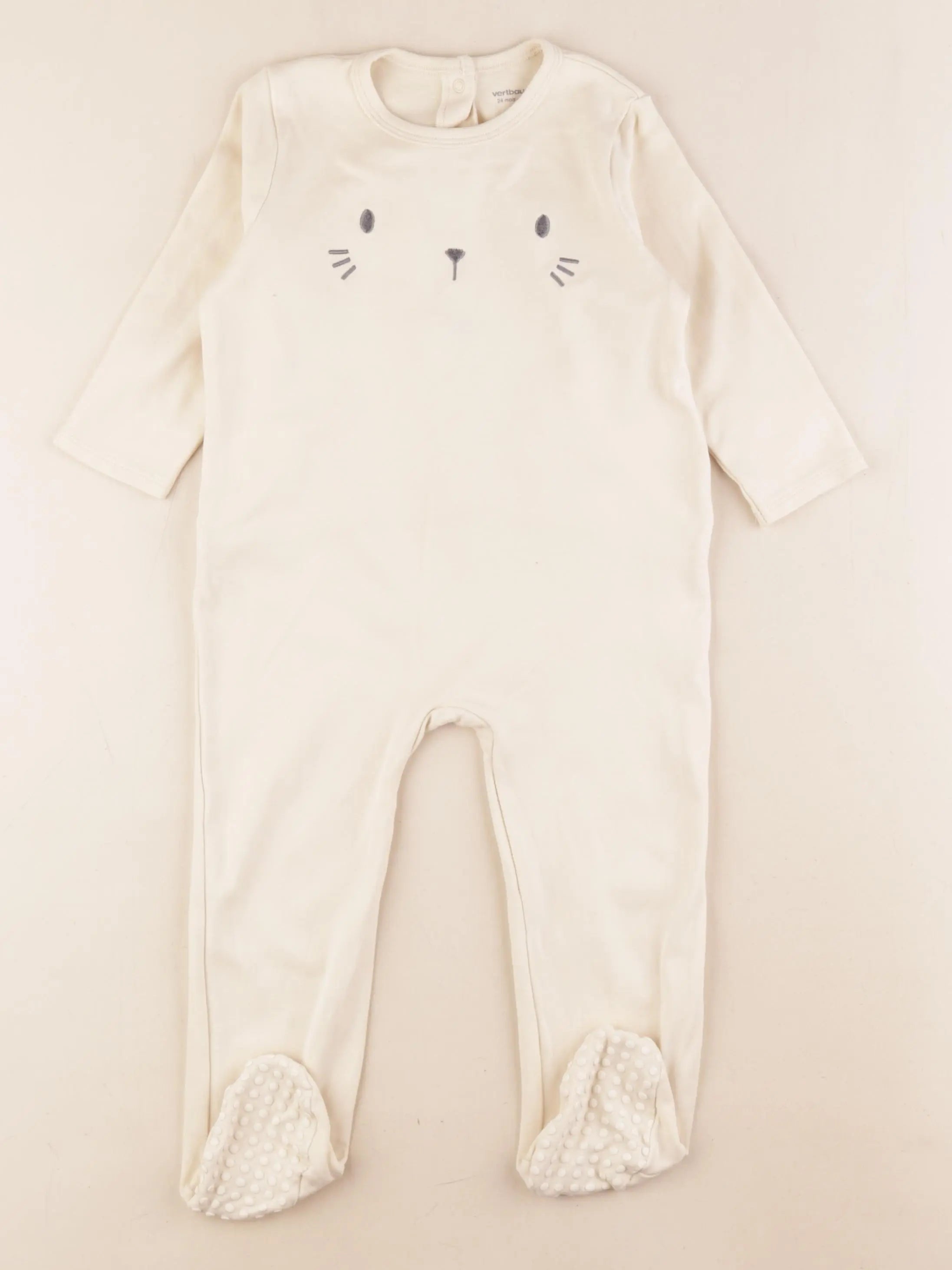 Vertbaudet - pyjama coton beige - 24 mois