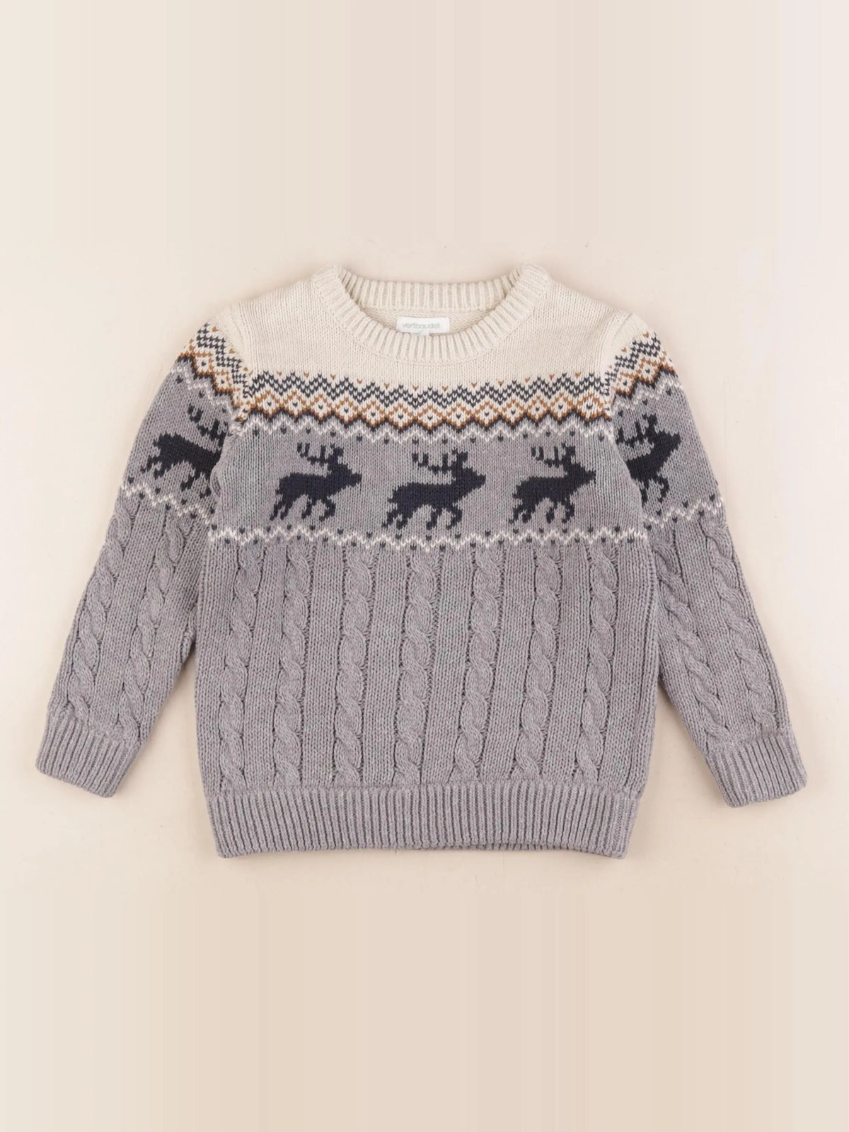 Vertbaudet - pull beige, gris - 4 ans