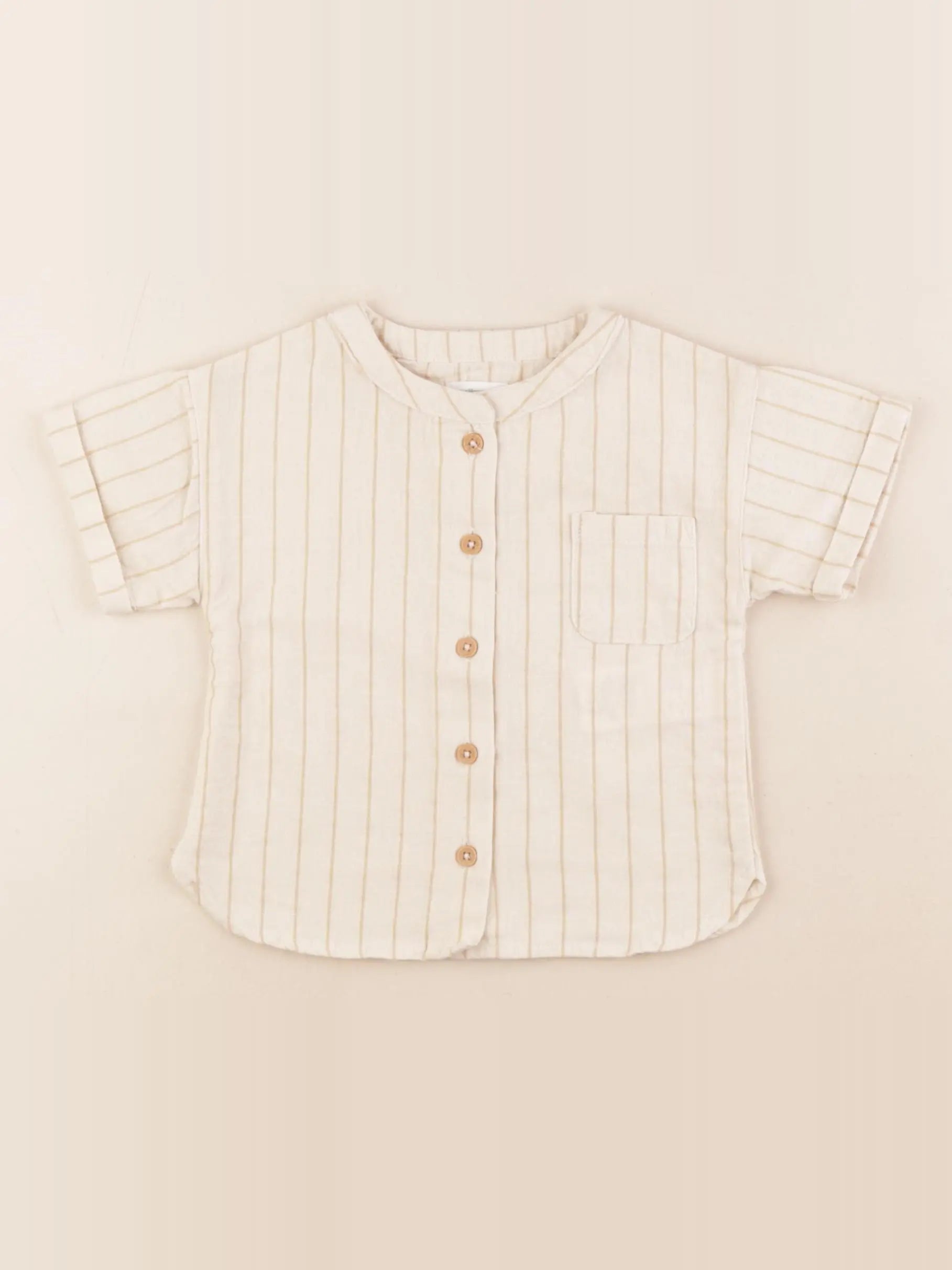 Vertbaudet - chemise beige - 9 mois