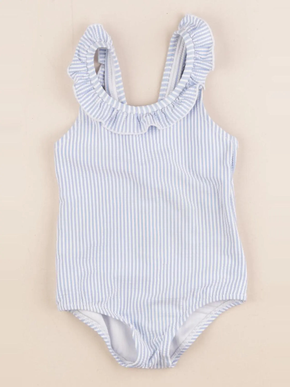 Cyrillus - maillot de bain bleu, blanc - 9/12 mois