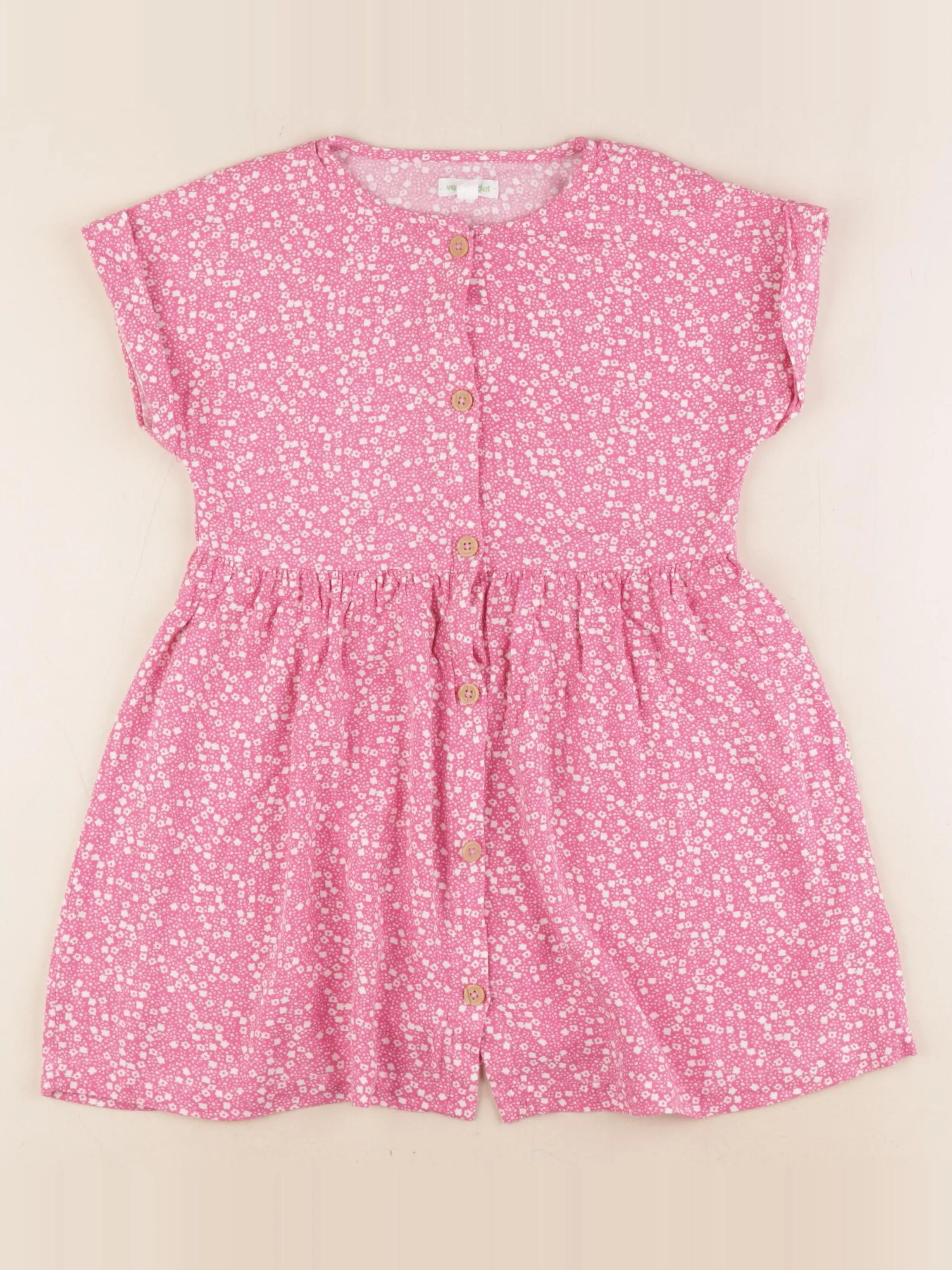 Vertbaudet - robe rose, blanc - 6 ans