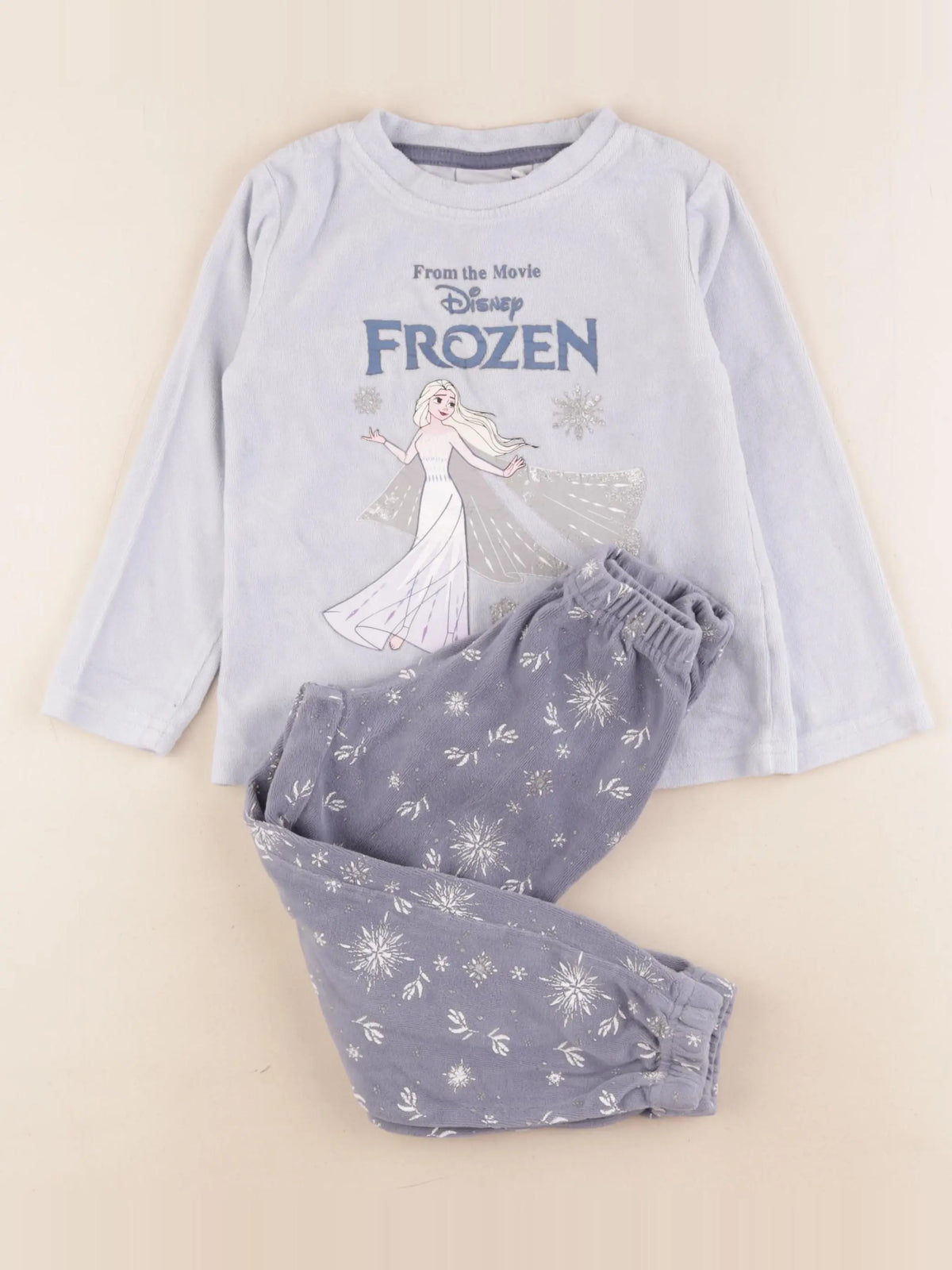 Vertbaudet - pyjama velours bleu, argent - 5 ans