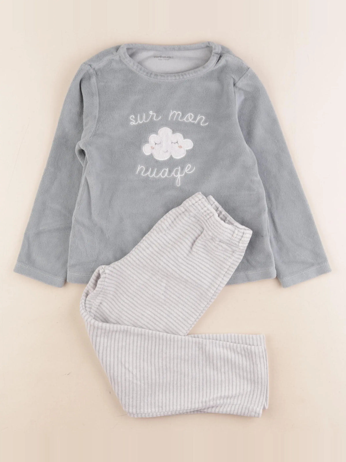 Vertbaudet - pyjama velours bleu, blanc - 5 ans