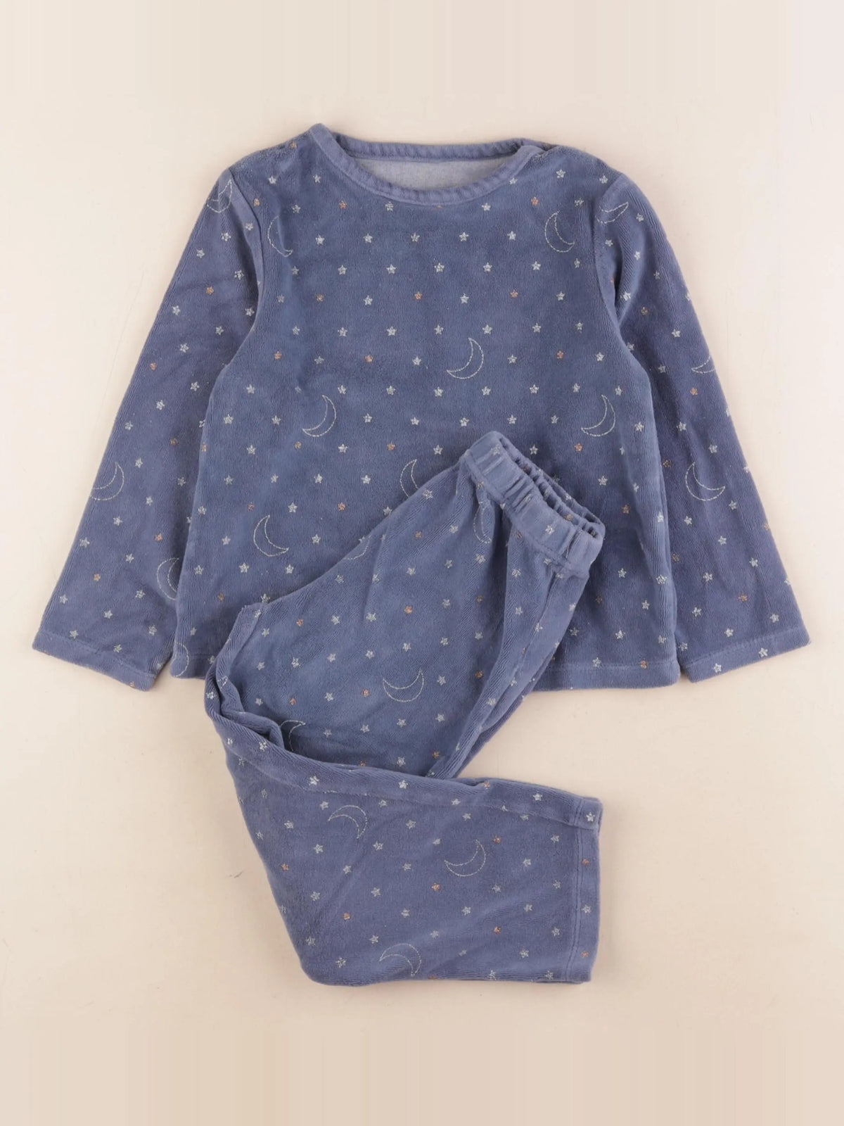 Vertbaudet - pyjama velours bleu, or - 5 ans