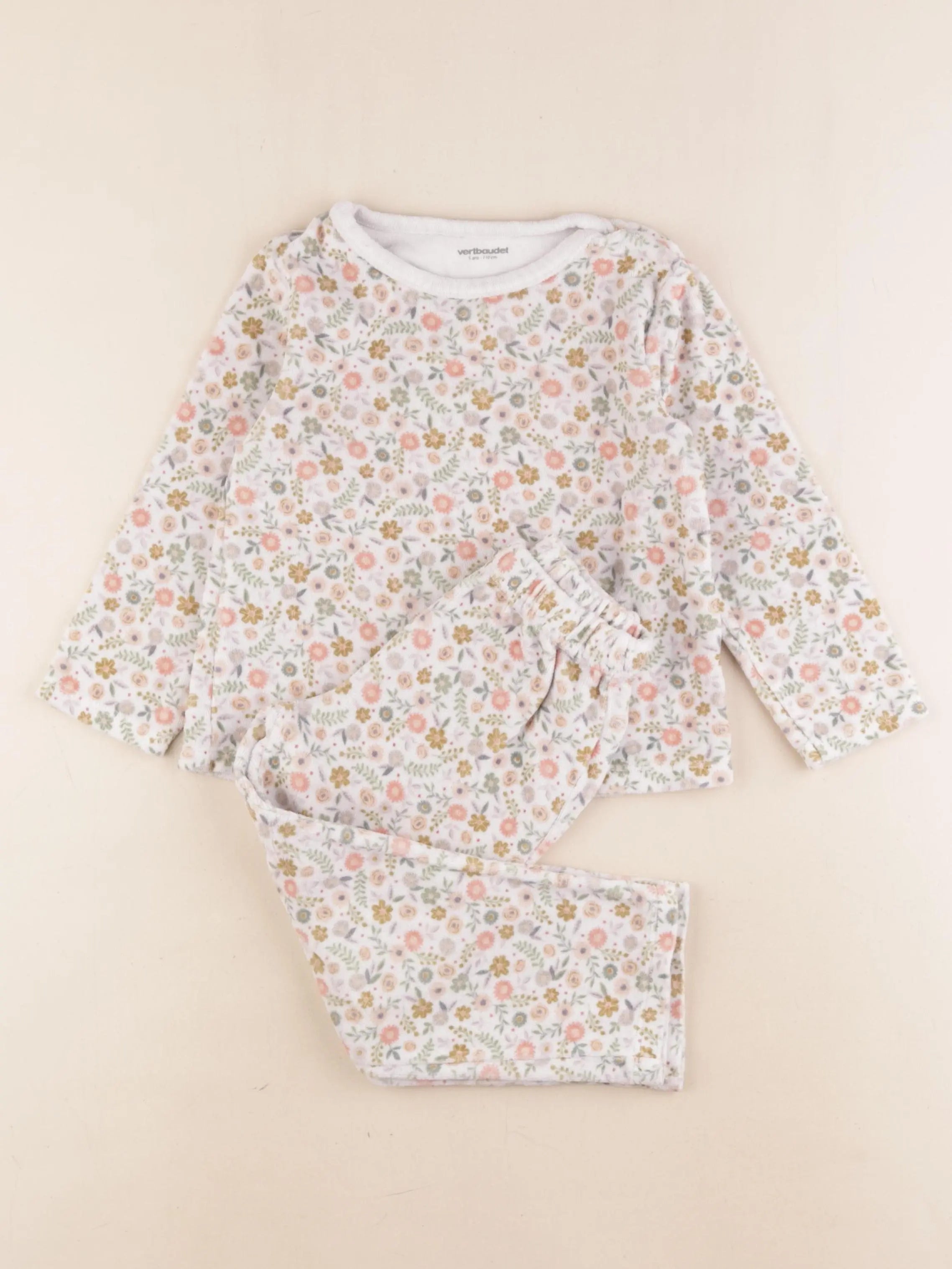 Vertbaudet - pyjama velours multicolore - 5 ans
