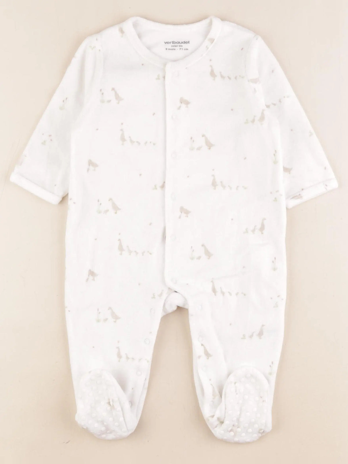 Vertbaudet - pyjama velours blanc - 9 mois