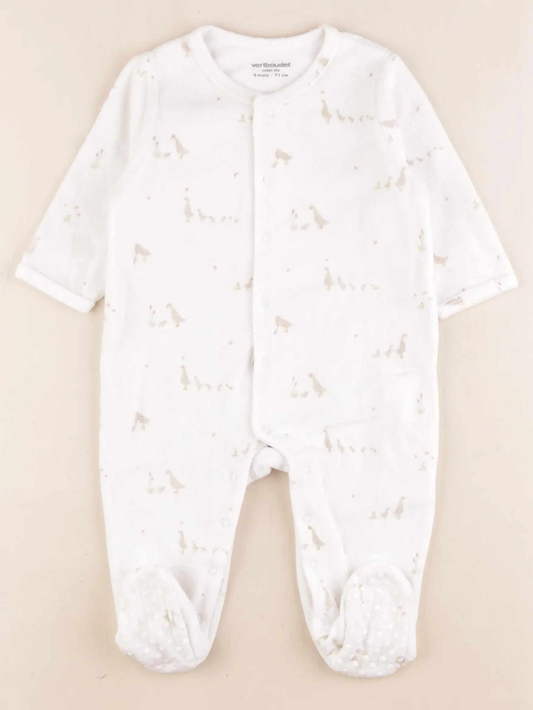 Vertbaudet - pyjama velours blanc - 9 mois