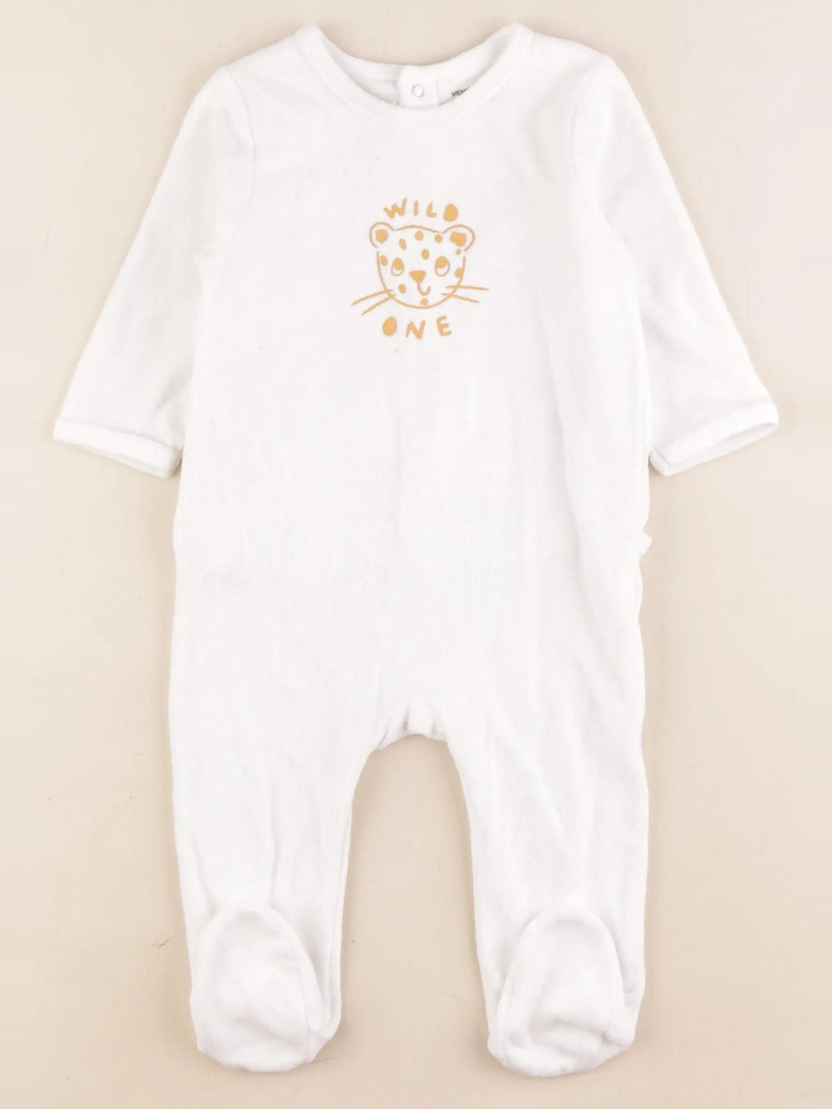Vertbaudet - pyjama velours blanc - 9 mois