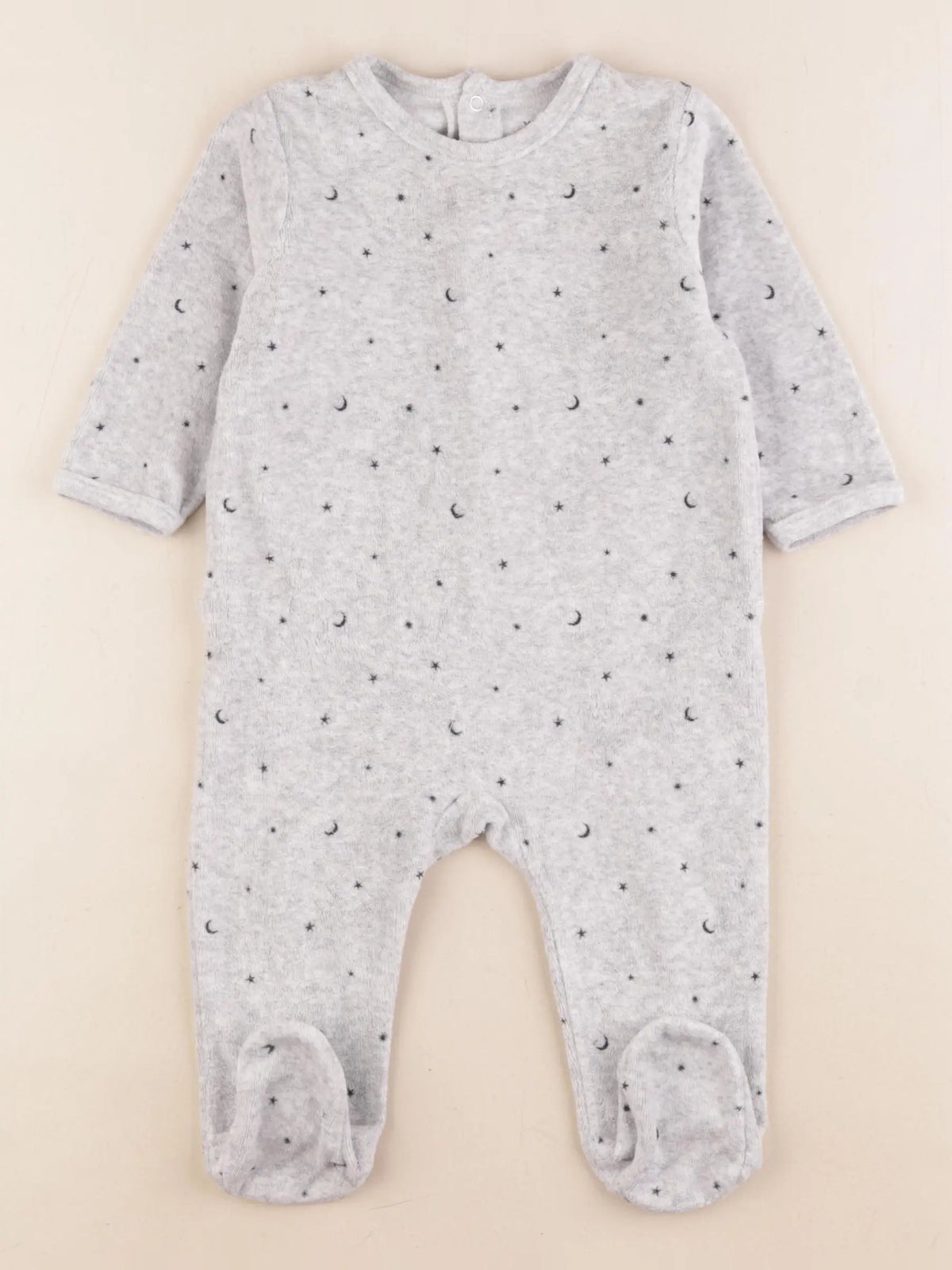 Vertbaudet - pyjama velours gris - 9 mois