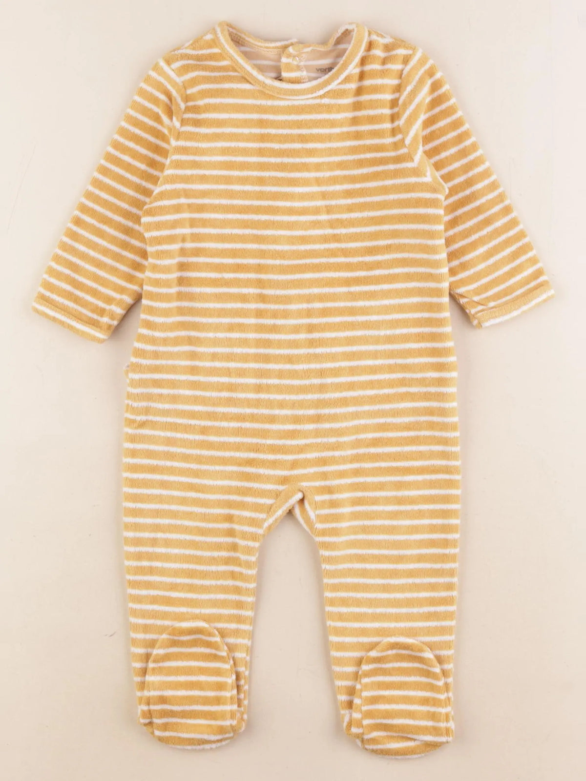 Vertbaudet - pyjama velours blanc, jaune - 9 mois