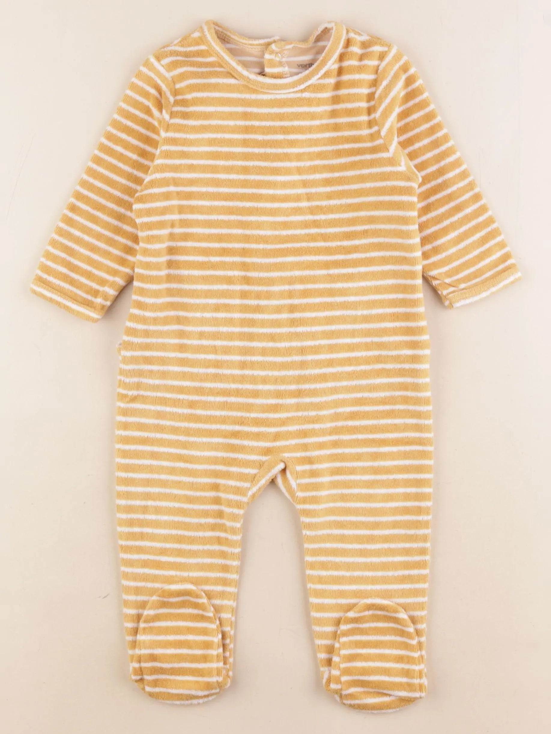 Vertbaudet - pyjama velours blanc, jaune - 9 mois