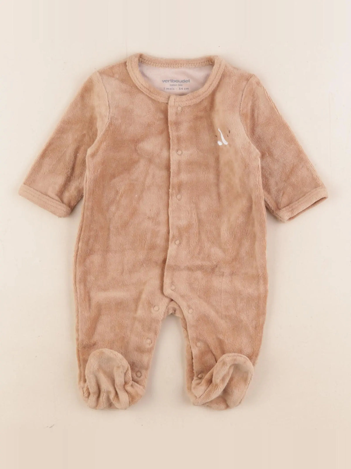 Vertbaudet - pyjama velours marron - 9 mois