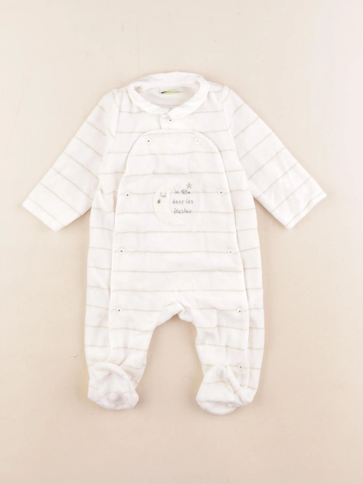 Tape à l'oeil - pyjama velours blanc, or - 3 mois