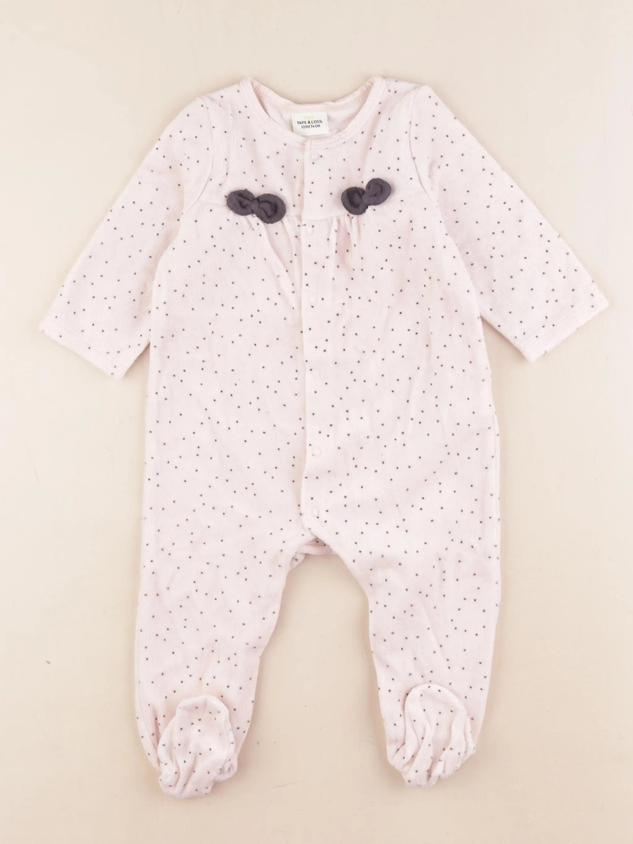 Tape à l'oeil - pyjama velours rose - 12 mois