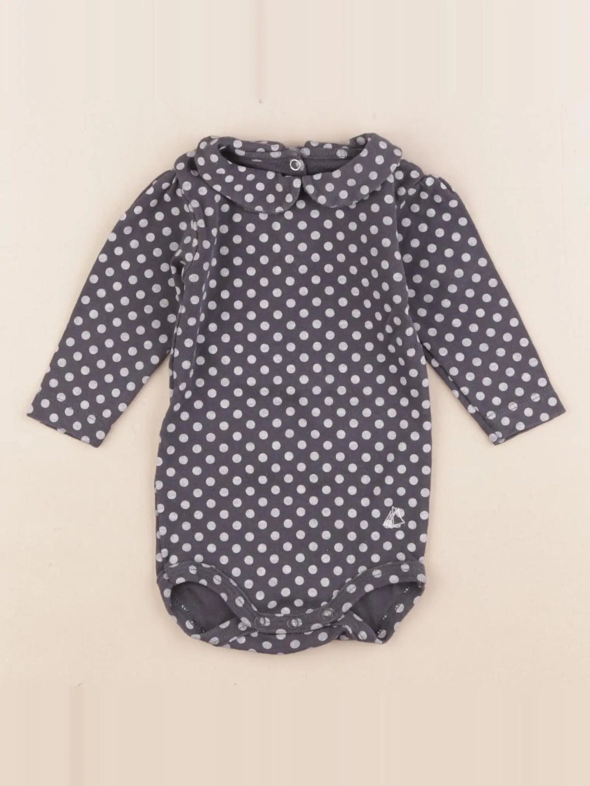 Petit Bateau - body à col gris - 3 mois
