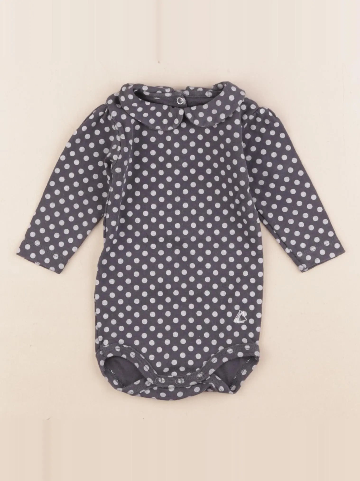 Petit Bateau - body à col gris - 3 mois
