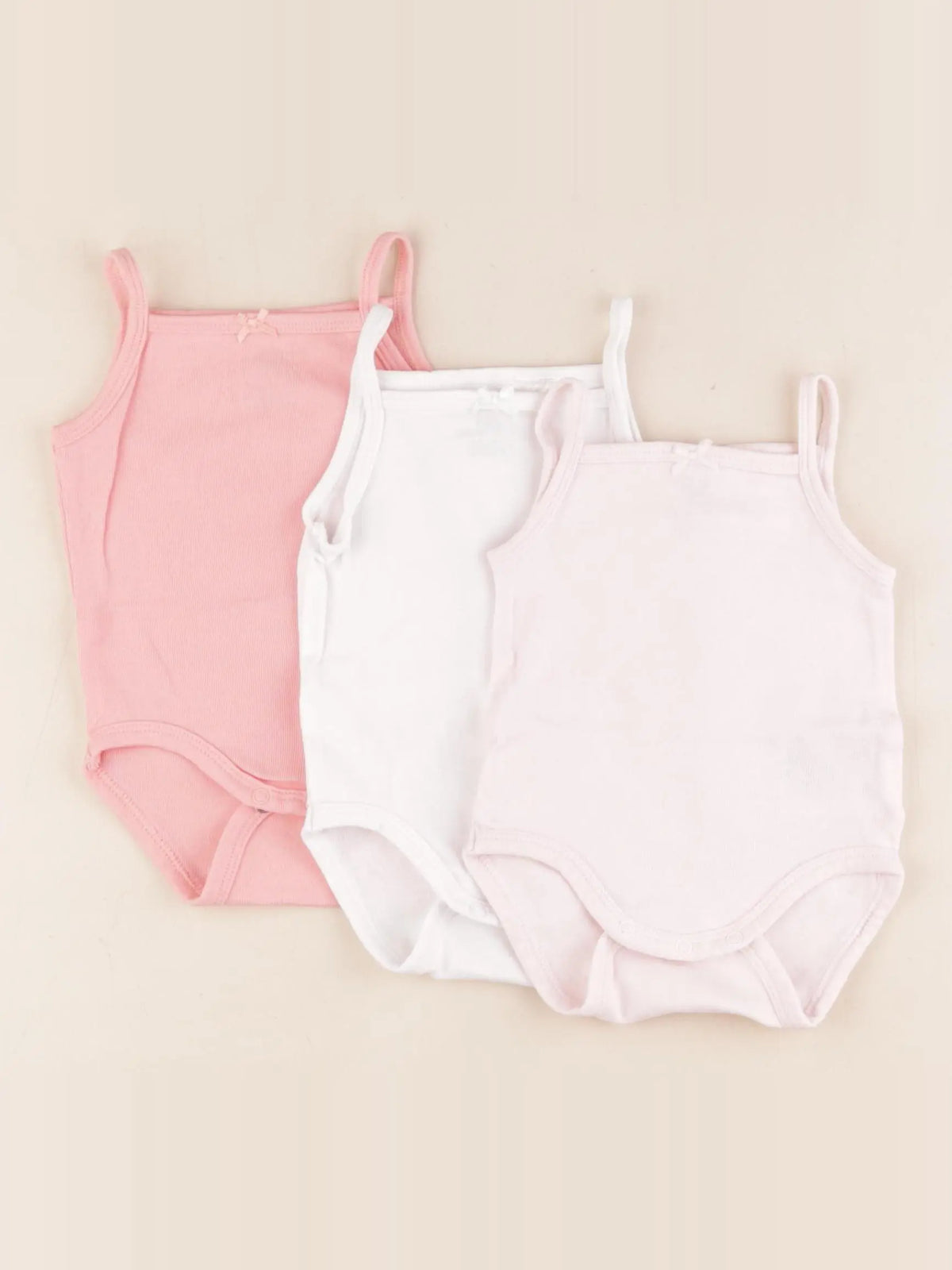 H&M - lot de 3 bodies en coton blanc, rose - 1/2 mois