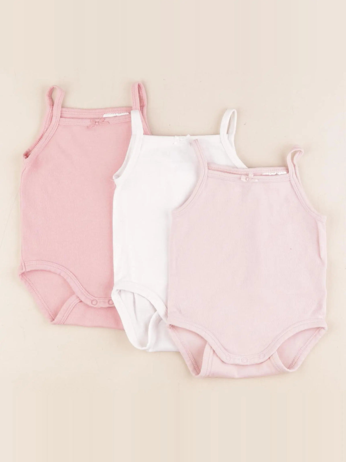 H&M - lot de 3 bodies en coton blanc, rose - 1/2 mois