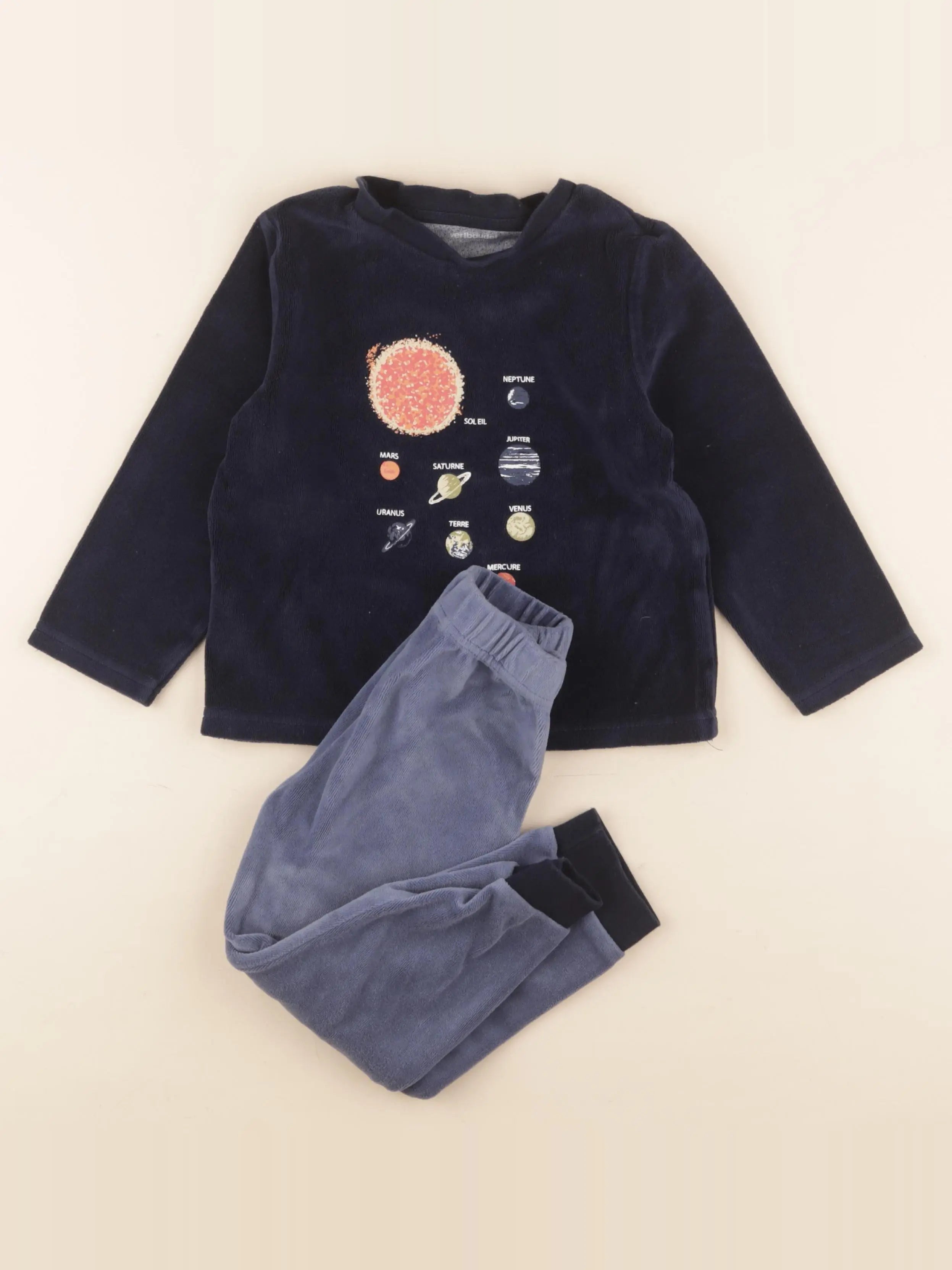 Vertbaudet - pyjama velours bleu - 4 ans