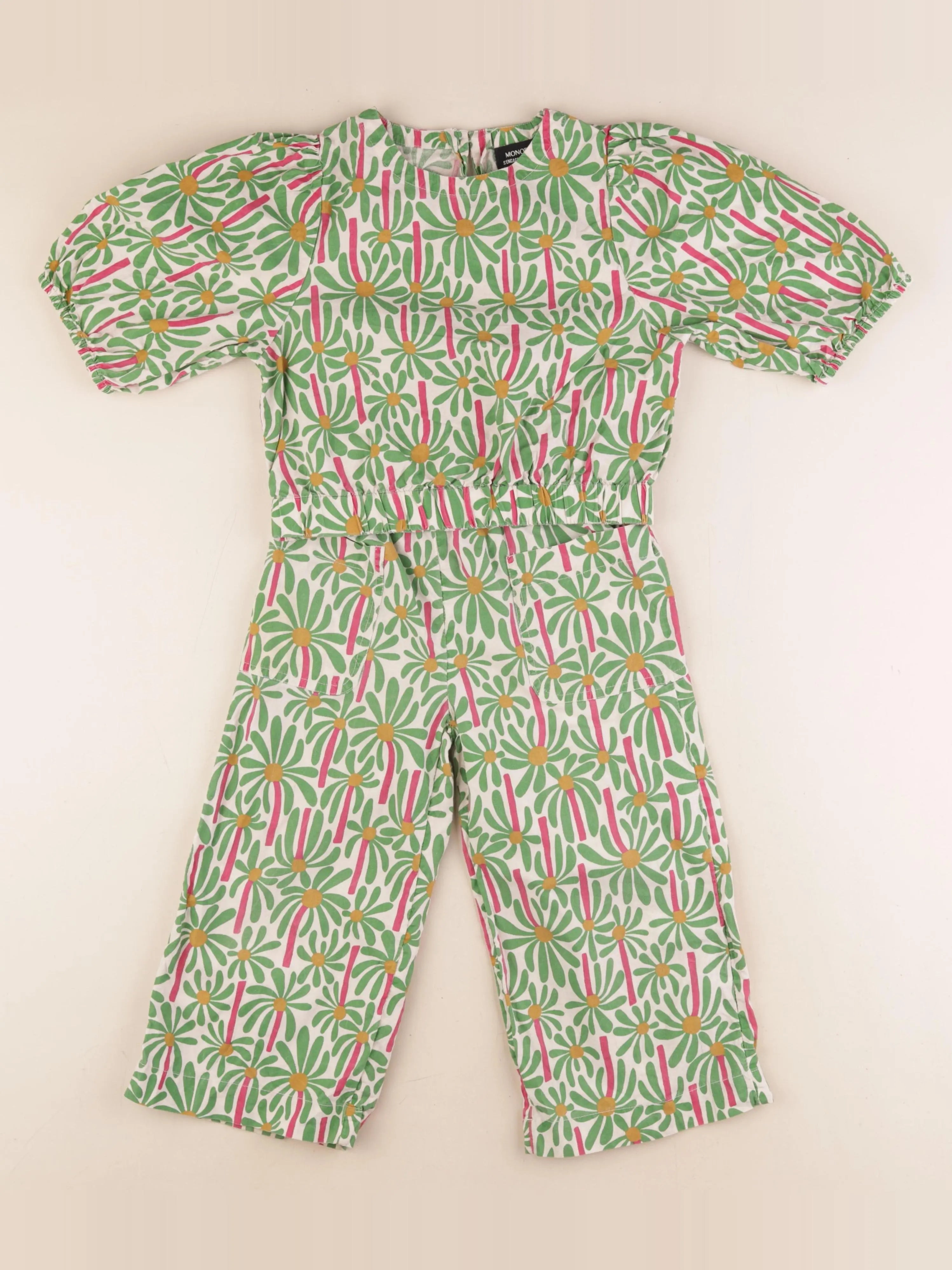 Monoprix - ensemble vert, beige - 5 ans