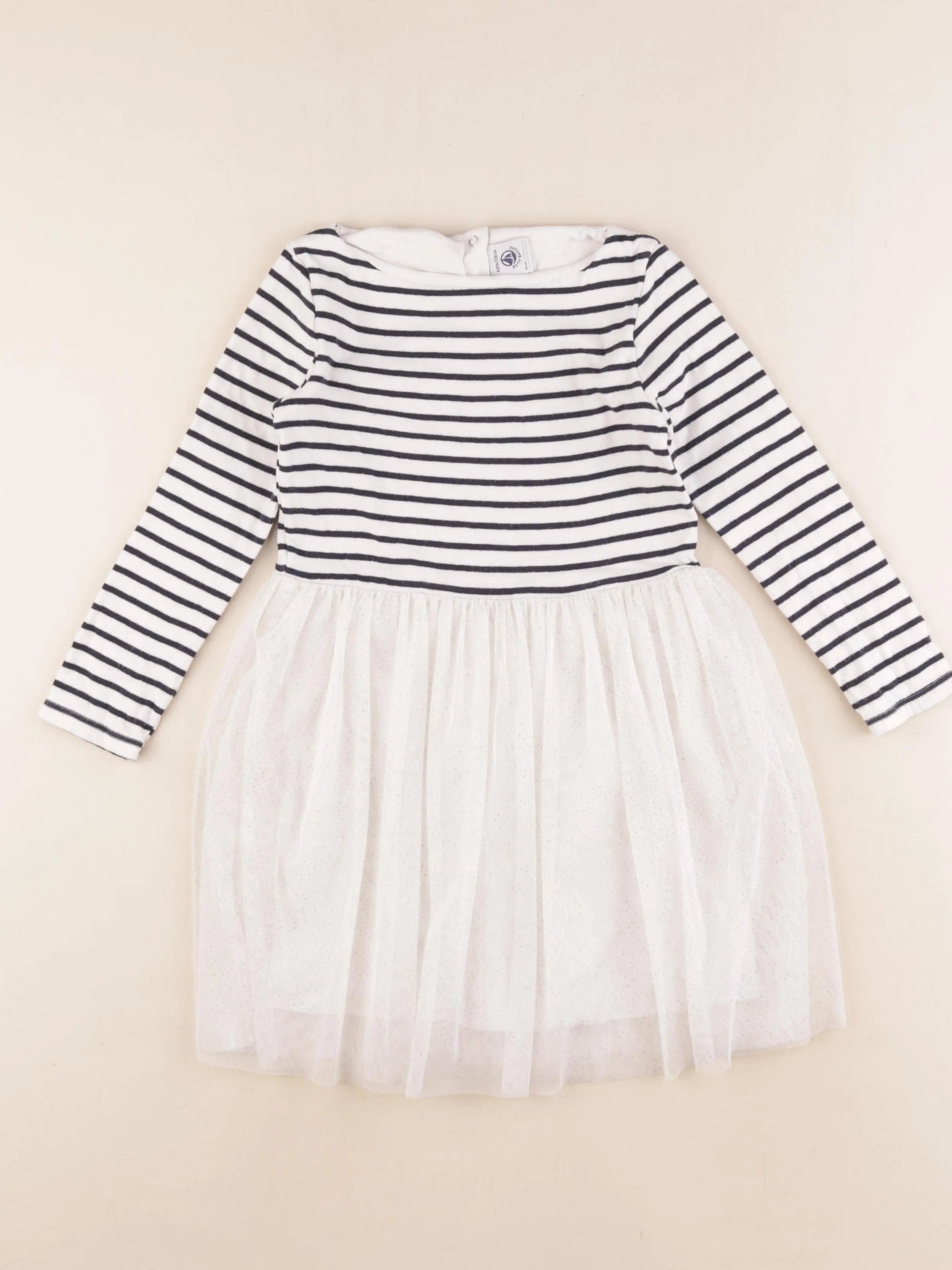 Petit Bateau - robe blanc, bleu - 6 ans