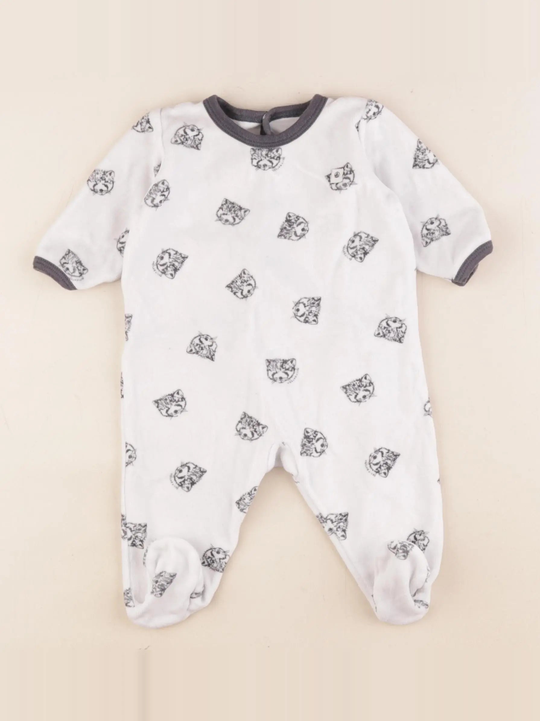 Petit Bateau - pyjama velours blanc - 3 mois